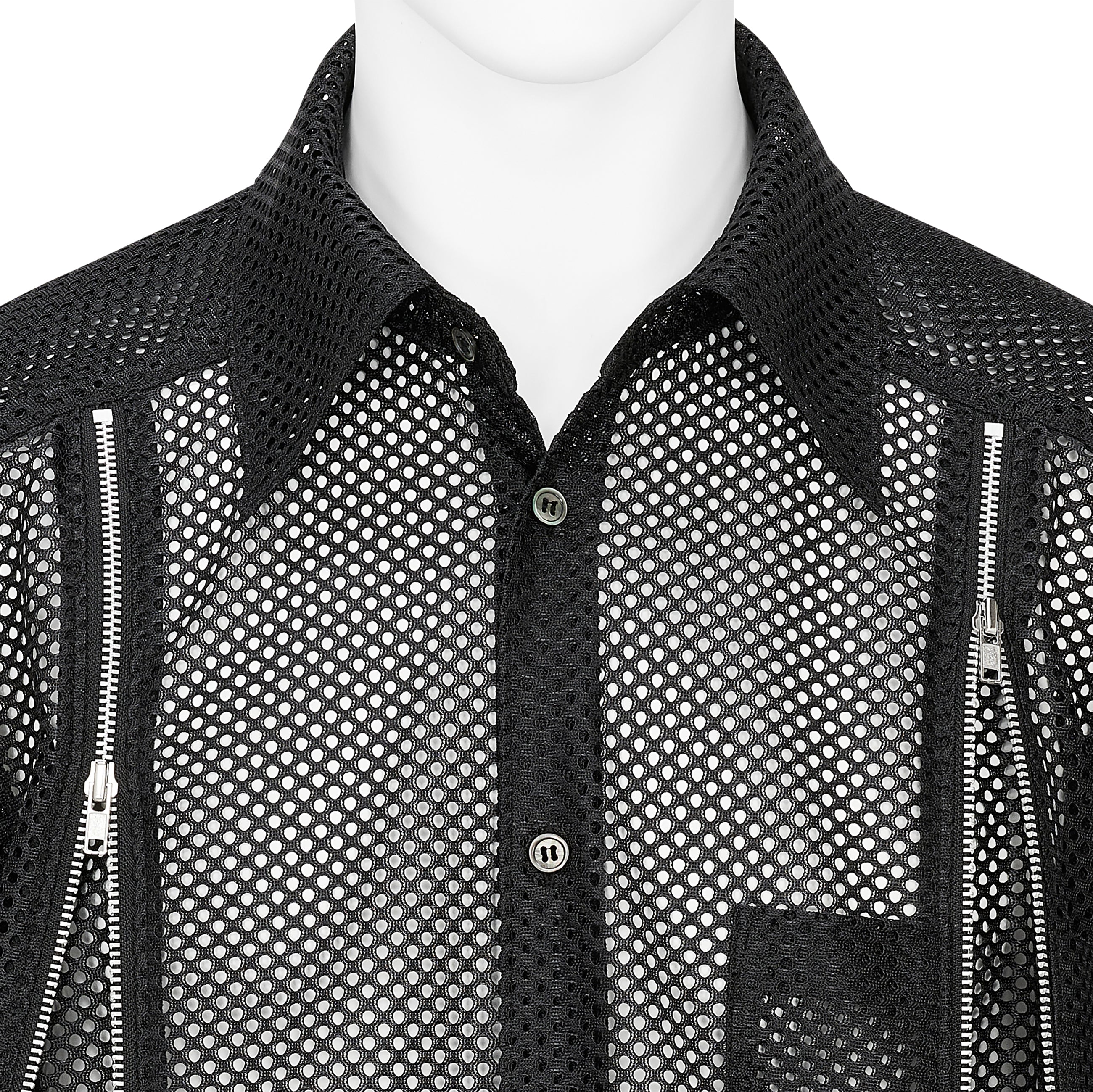 MESH SHIRT WITH ZIP BLACK