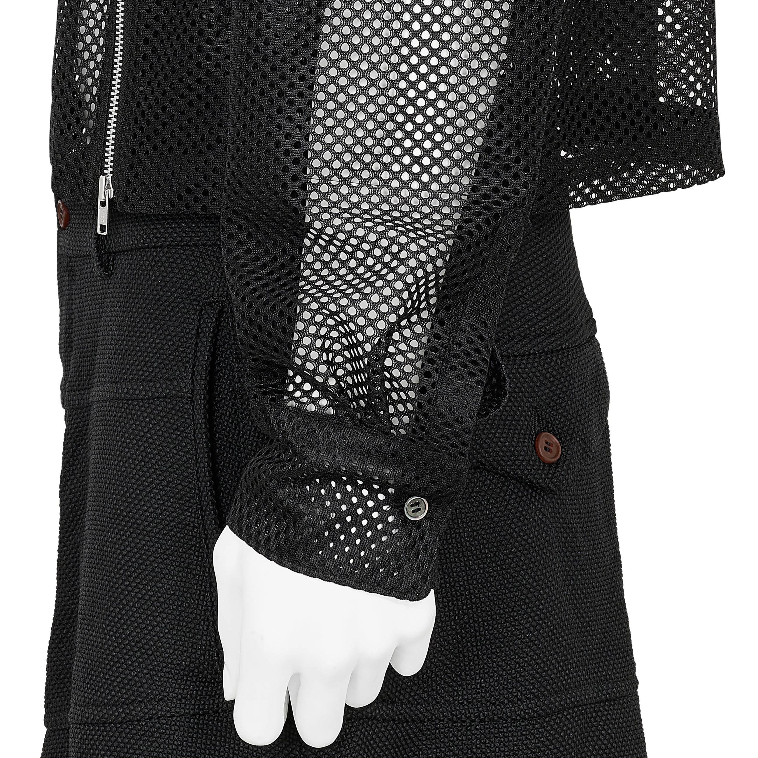 MESH SHIRT WITH ZIP BLACK