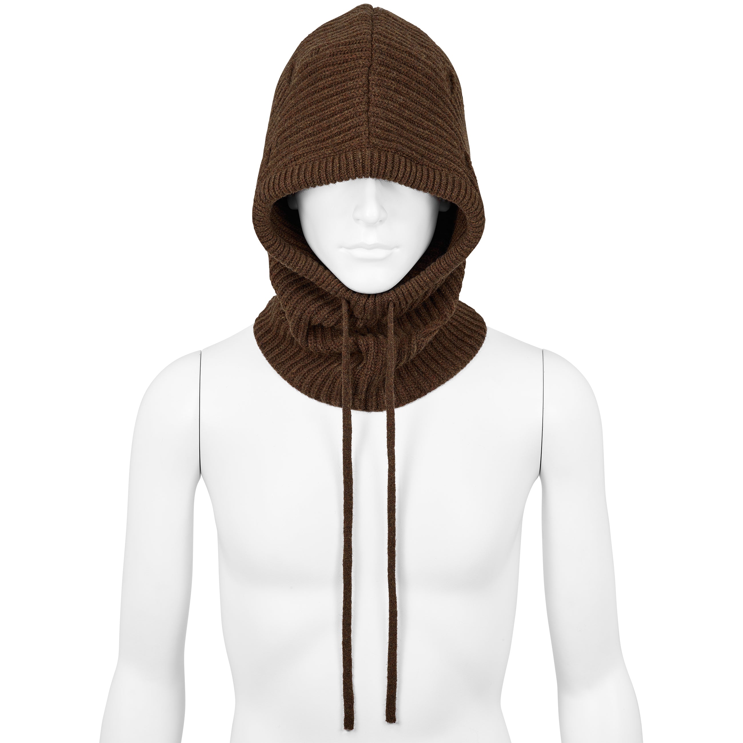 DAMAGED WOOL HOOD BROWN