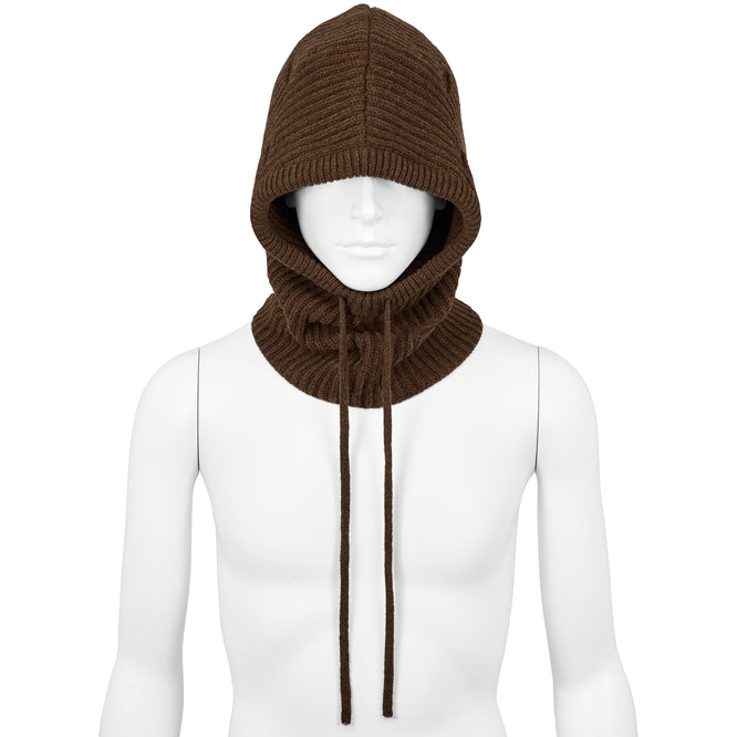 DAMAGED WOOL HOOD BROWN