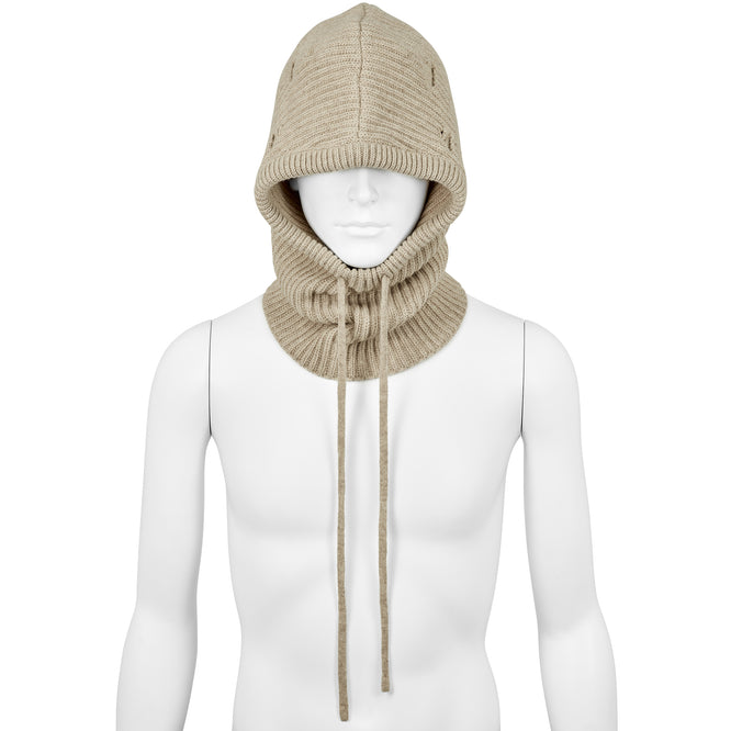 DAMAGED WOOL HOOD IVORY