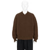 DAMAGED V NECK KNIT BROWN