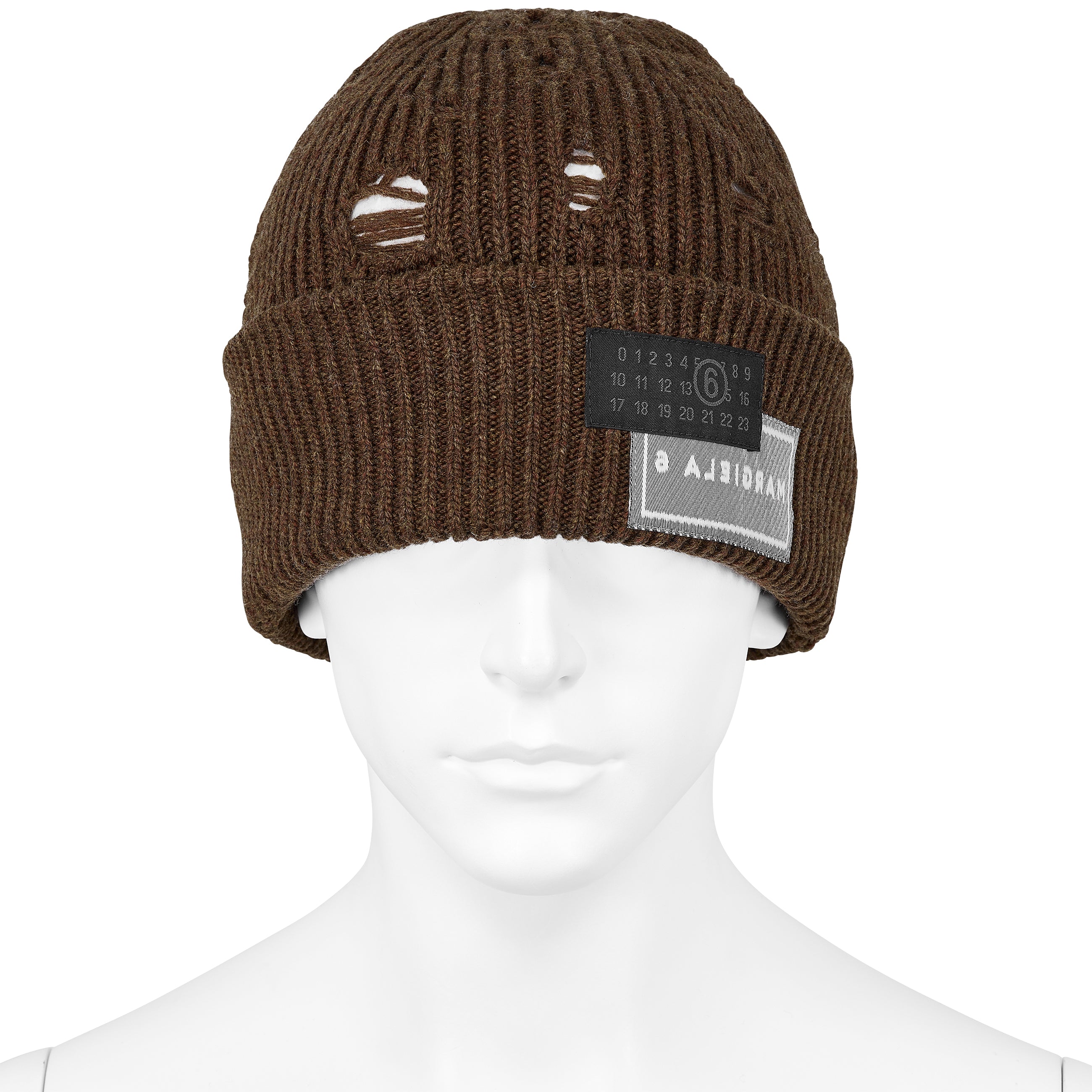 DAMAGED KNIT CAP BROWN