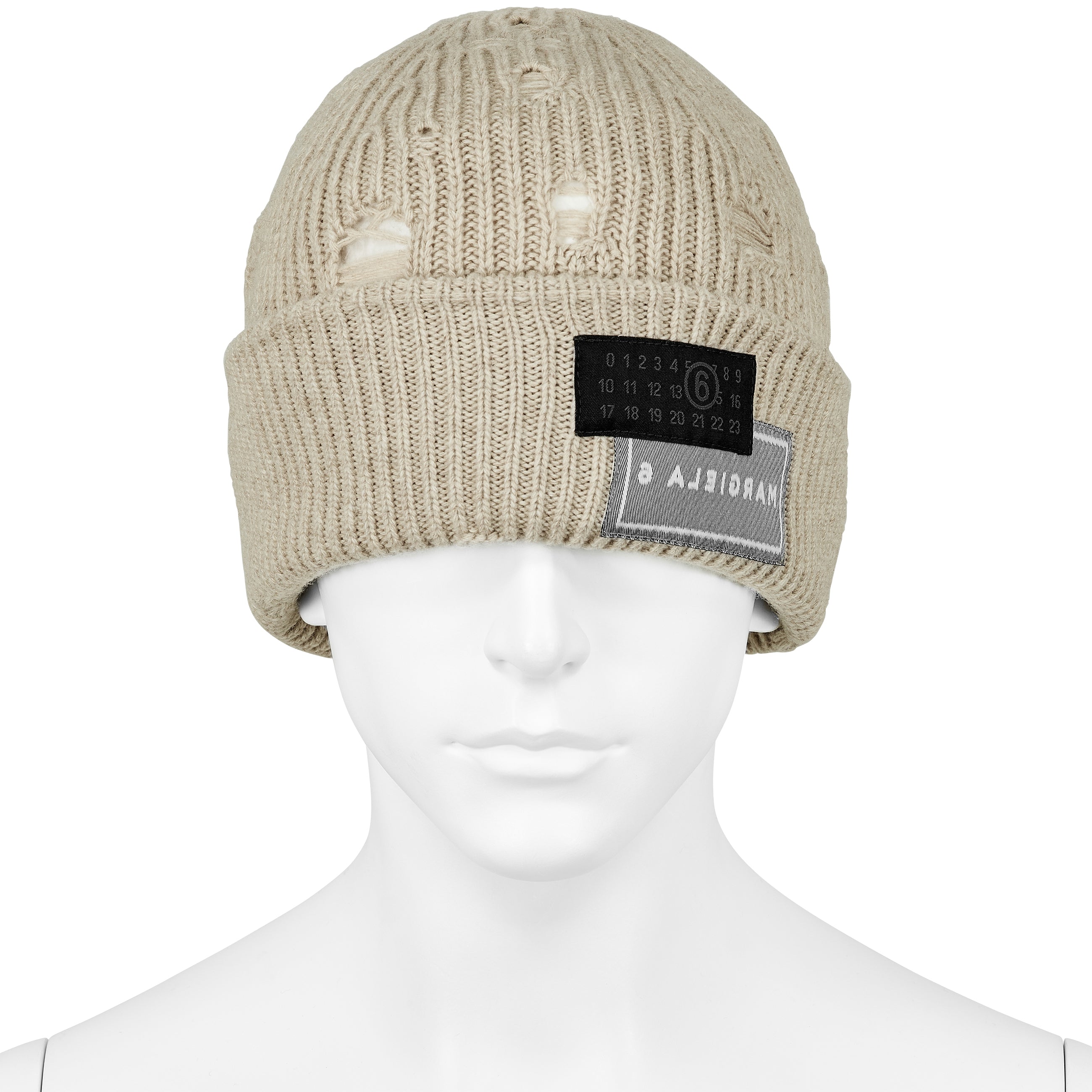 DAMAGED KNIT CAP IVORY