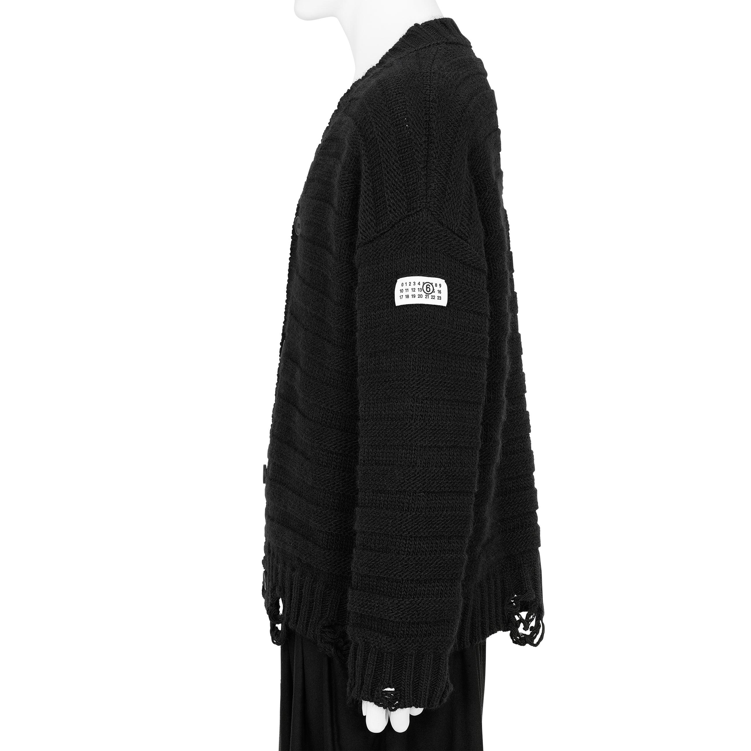 DAMAGED CARDIGAN BLACK