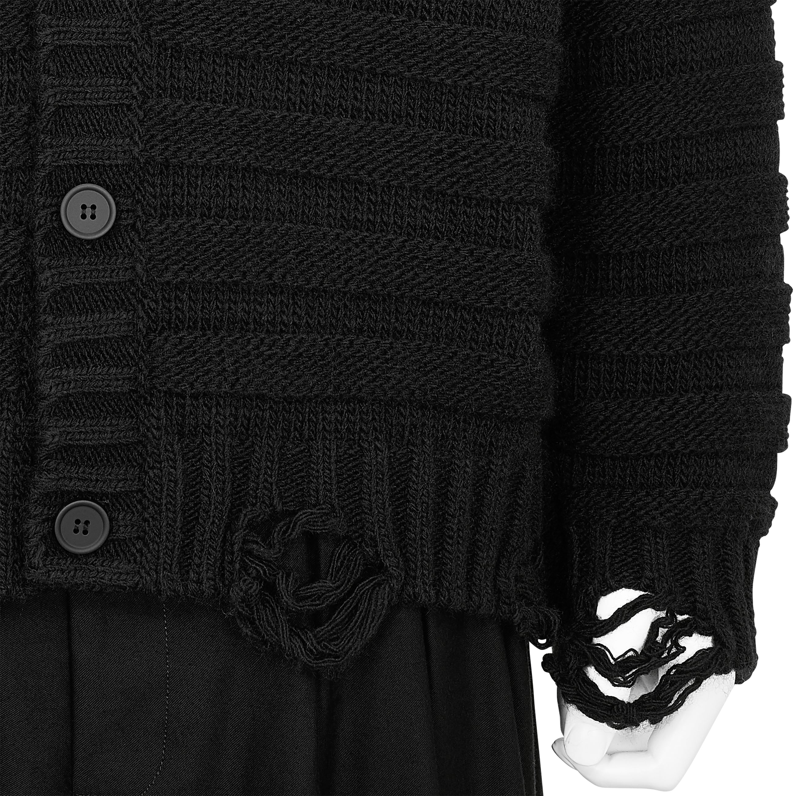 DAMAGED CARDIGAN BLACK