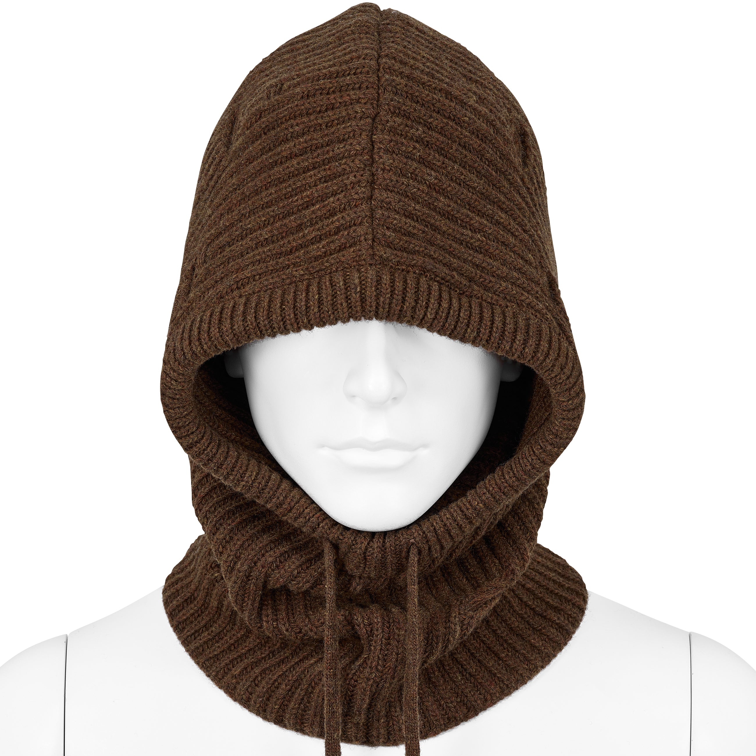 DAMAGED WOOL HOOD BROWN