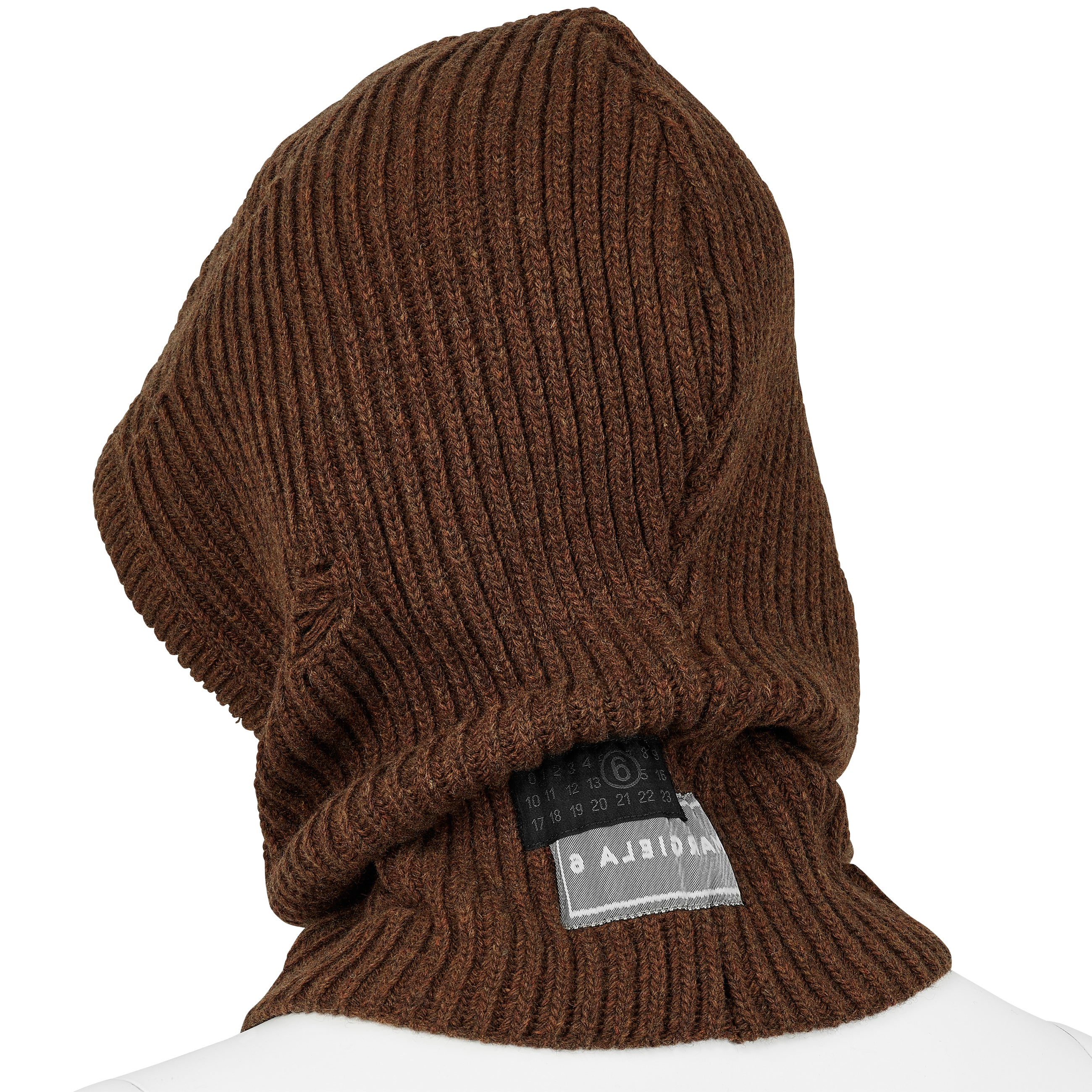 DAMAGED WOOL HOOD BROWN