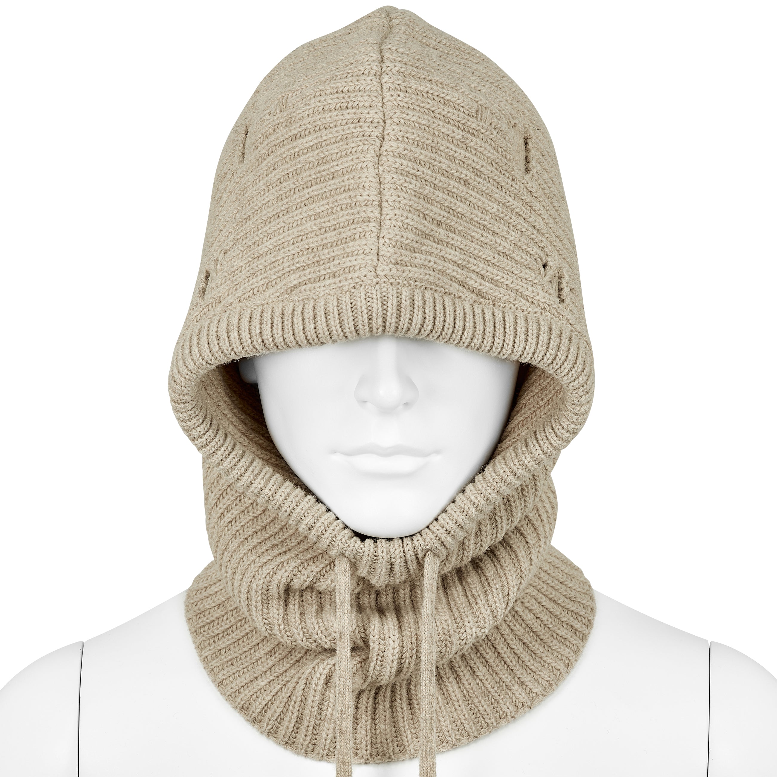 DAMAGED WOOL HOOD IVORY