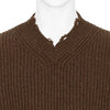 DAMAGED V NECK KNIT BROWN