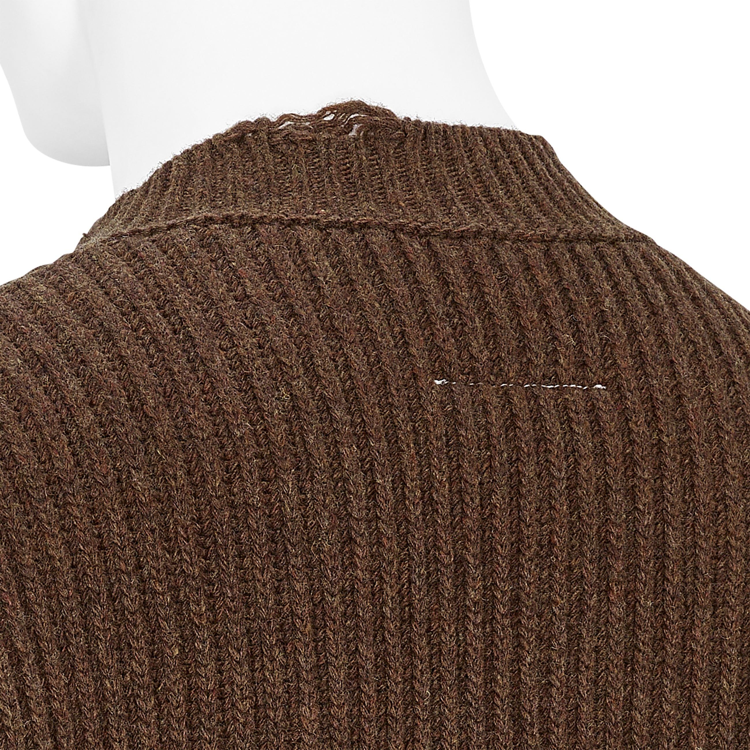 DAMAGED V NECK KNIT BROWN