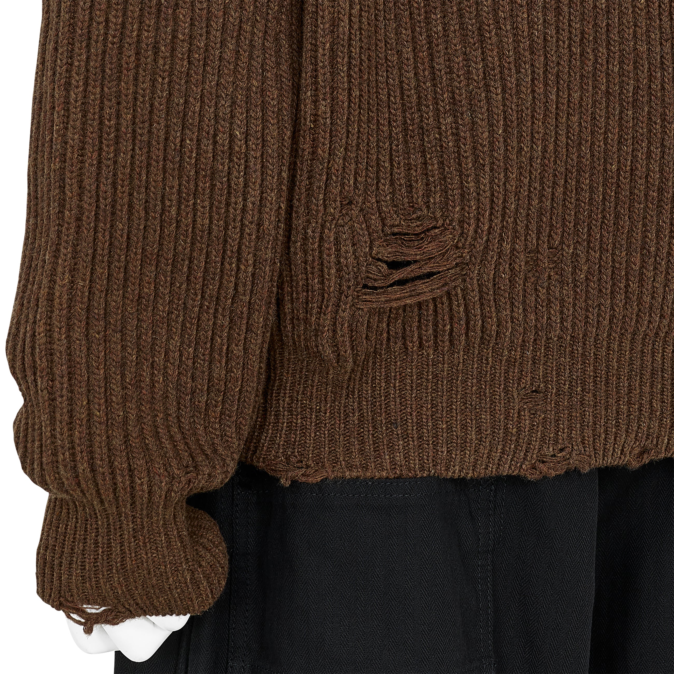 DAMAGED V NECK KNIT BROWN