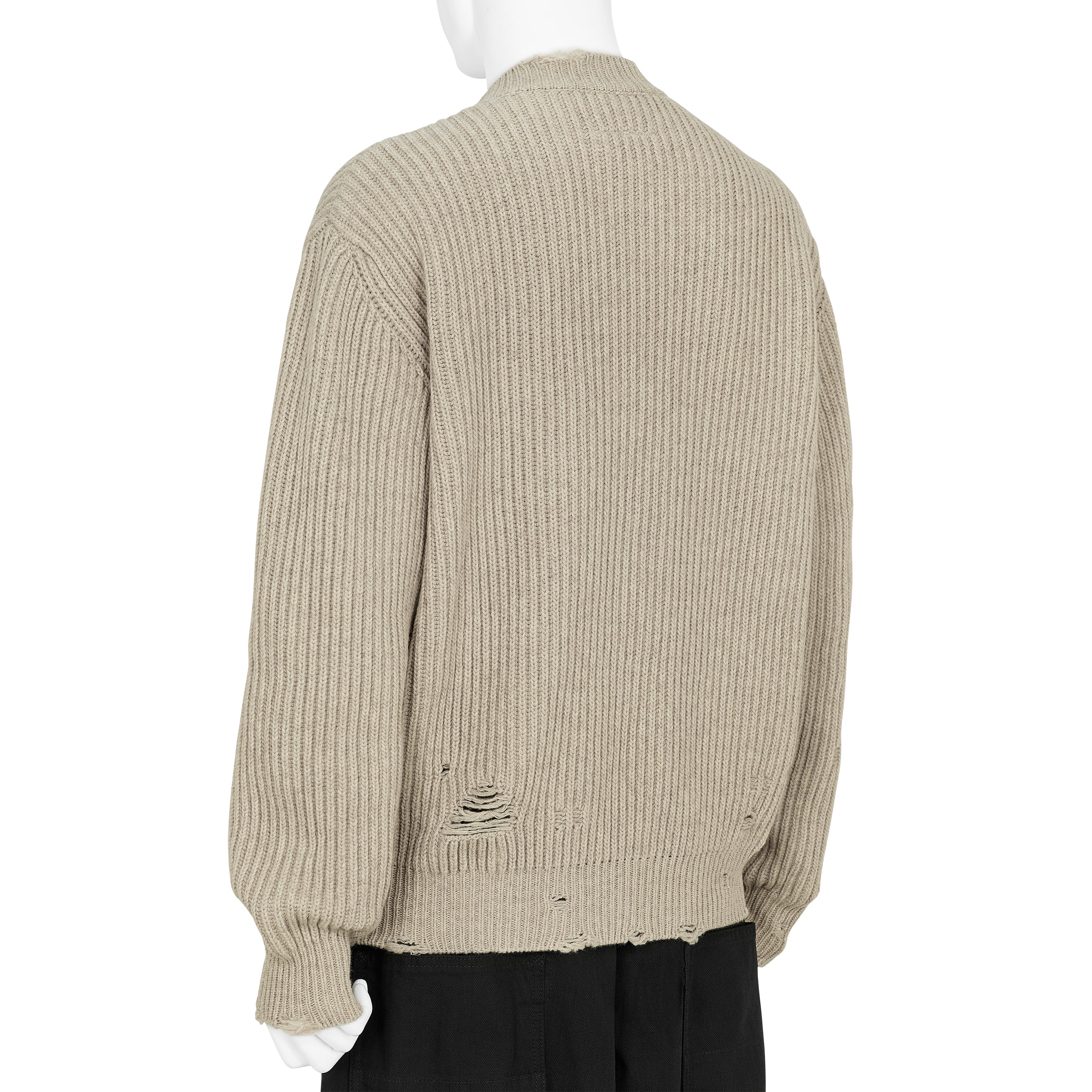 DAMAGED V NECK KNIT IVORY