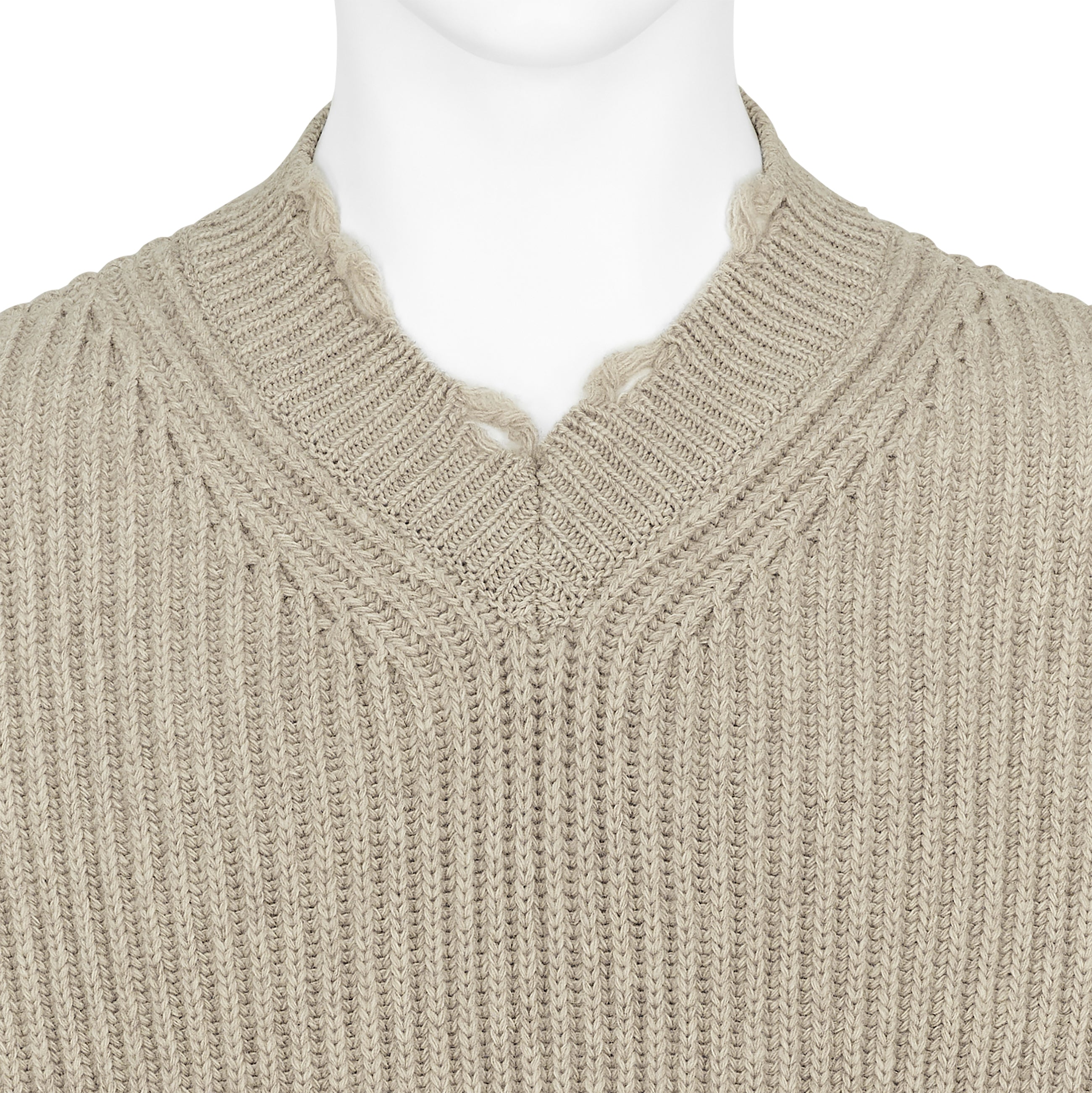DAMAGED V NECK KNIT IVORY