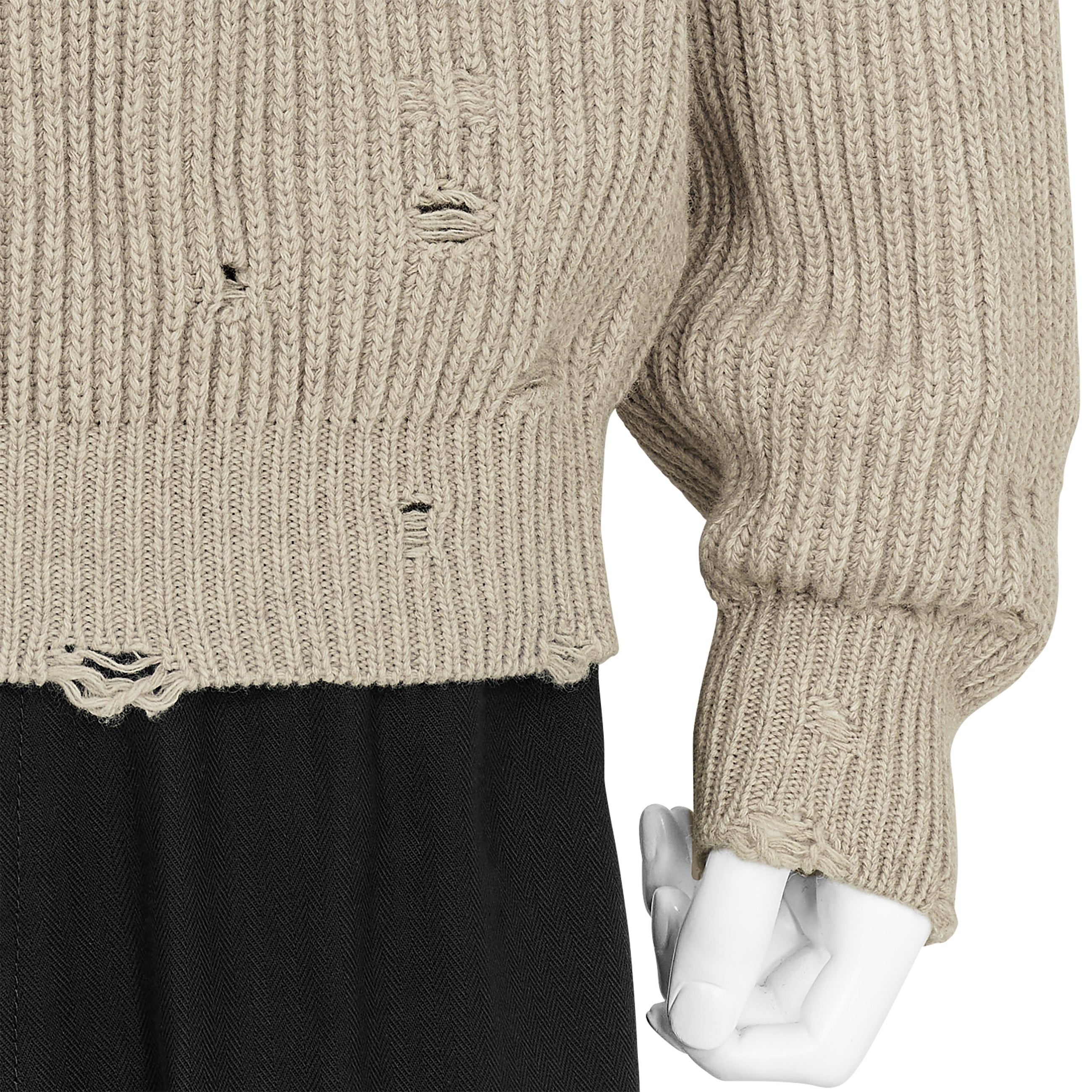 DAMAGED V NECK KNIT IVORY