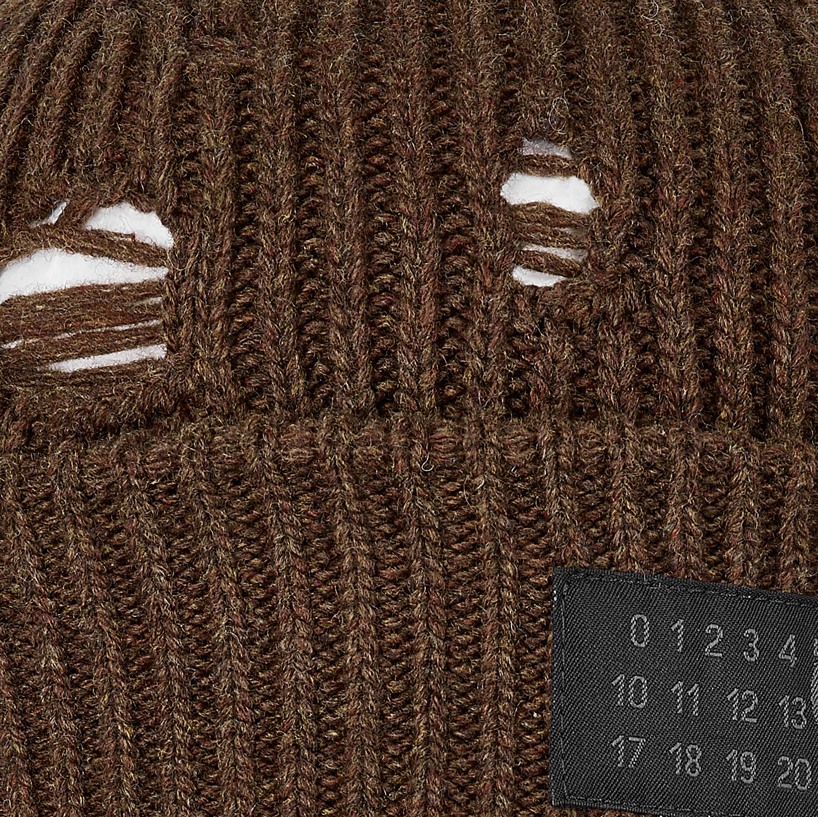 DAMAGED KNIT CAP BROWN