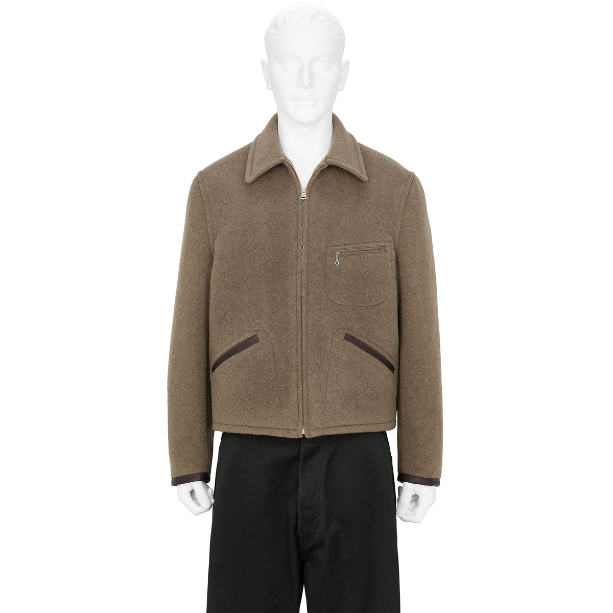 LOT.332 LEATHER-PIPED CUFF SPORTS JACKET BEIGE