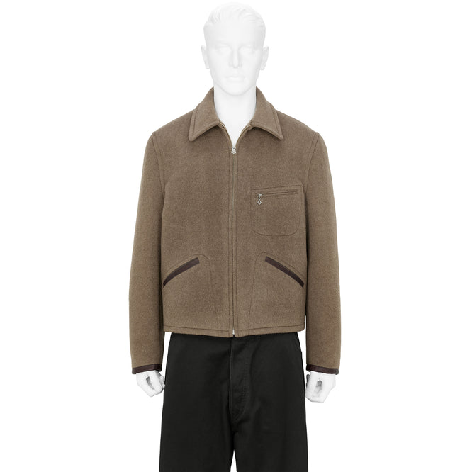 LOT.332 LEATHER-PIPED CUFF SPORTS JACKET BEIGE