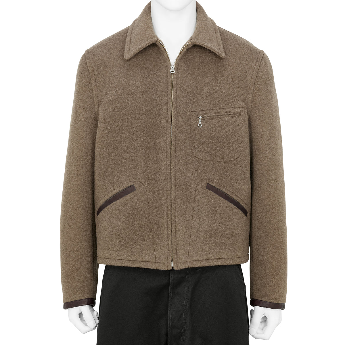 LOT.332 LEATHER-PIPED CUFF SPORTS JACKET BEIGE