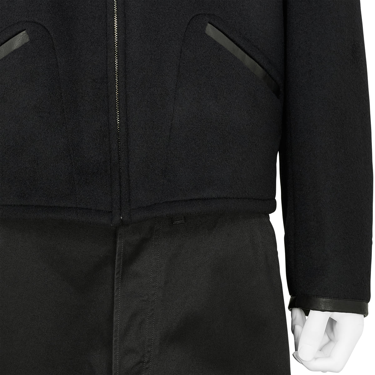LOT.332 LEATHER-PIPED CUFF SPORTS JACKET BLACK