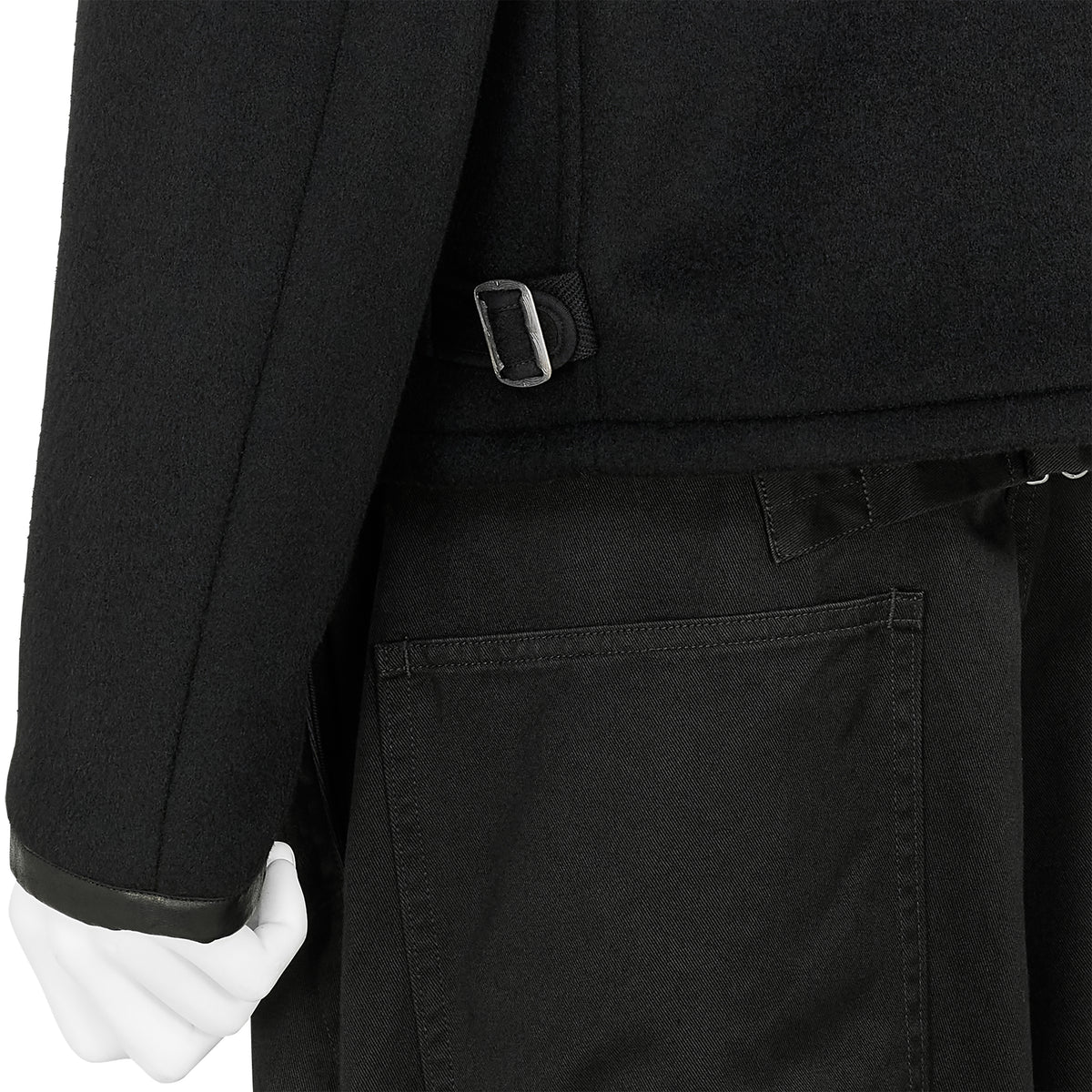 LOT.332 LEATHER-PIPED CUFF SPORTS JACKET BLACK