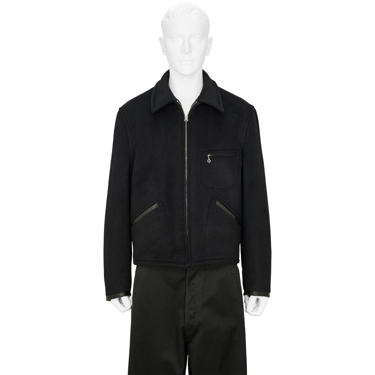 LOT.332 LEATHER-PIPED CUFF SPORTS JACKET BLACK
