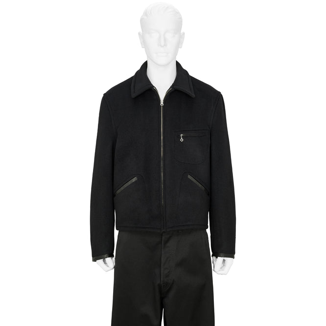 LOT.332 LEATHER-PIPED CUFF SPORTS JACKET BLACK