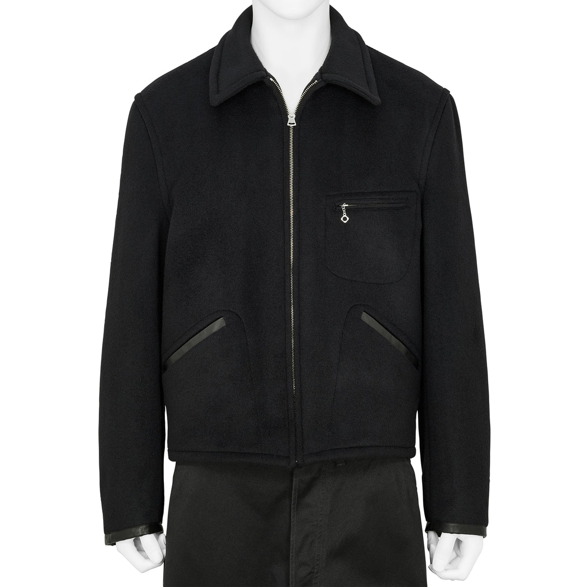 LOT.332 LEATHER-PIPED CUFF SPORTS JACKET BLACK