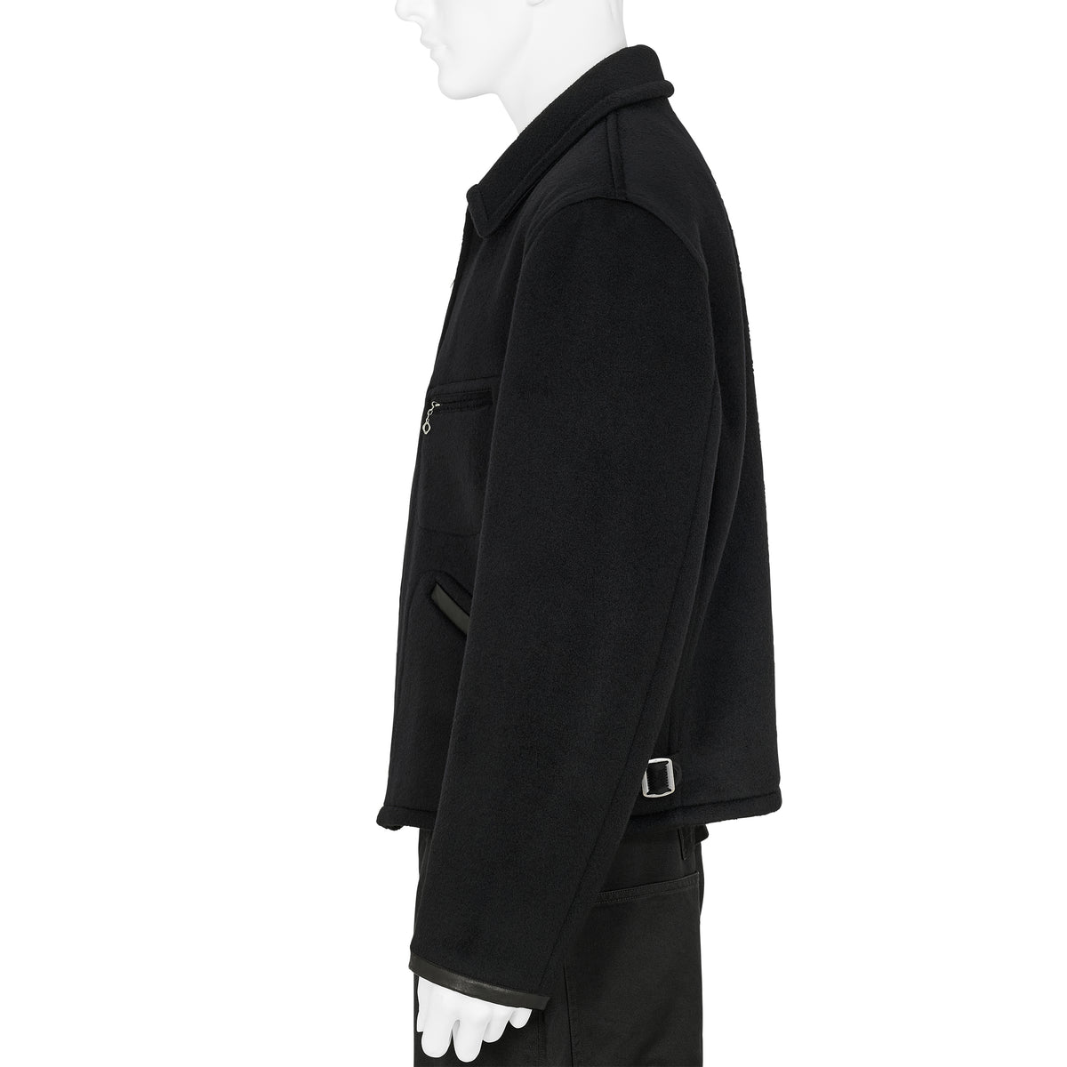 LOT.332 LEATHER-PIPED CUFF SPORTS JACKET BLACK