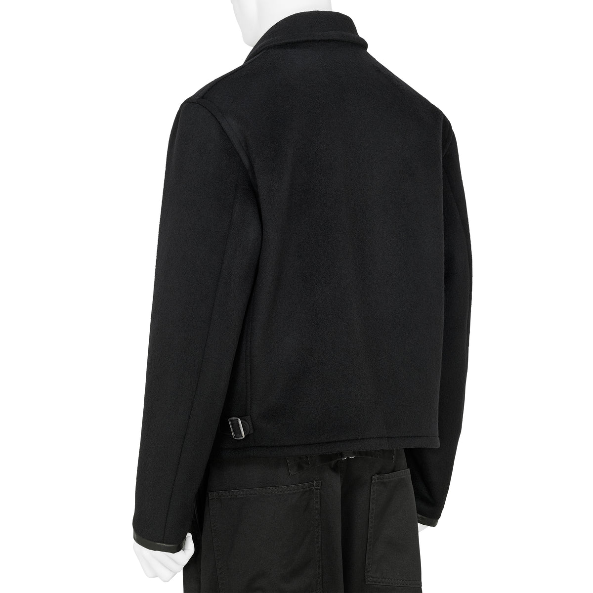 LOT.332 LEATHER-PIPED CUFF SPORTS JACKET BLACK