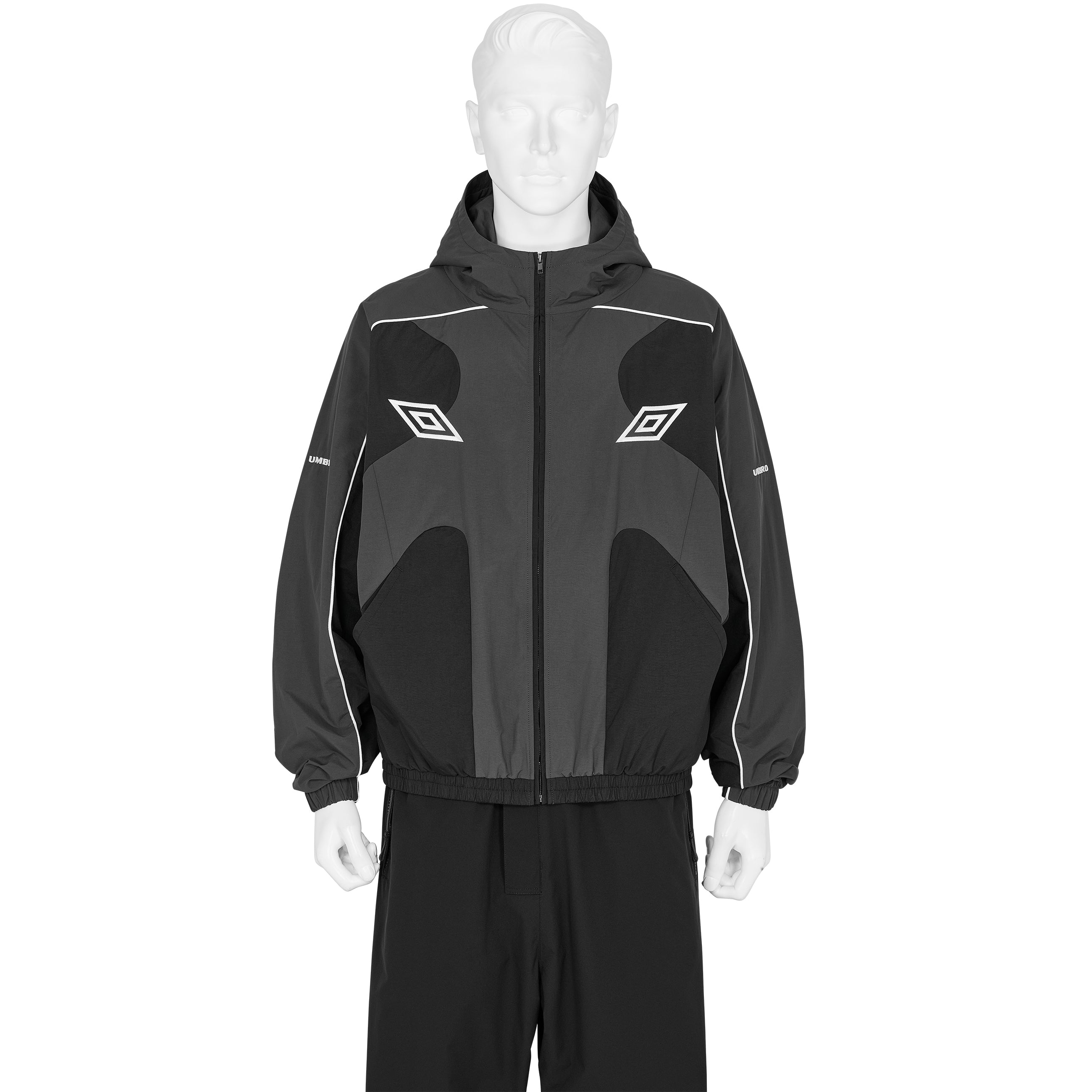 GUARDING MASKED TRACK JACKET BLACK GRAY - SLAM JAM and UMBRO