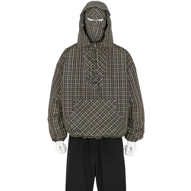 CHECK MASKED ANORAK DARK BROWN