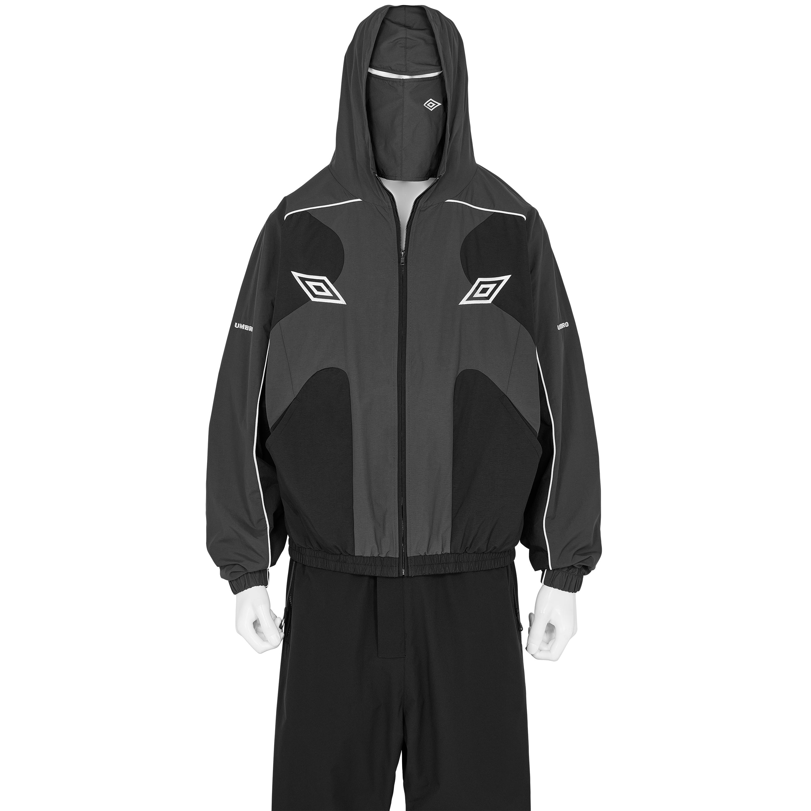 GUARDING MASKED TRACK JACKET BLACK GRAY - SLAM JAM and UMBRO