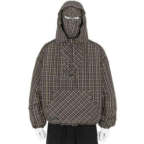 CHECK MASKED ANORAK DARK BROWN - SLAM JAM and UMBRO(スラムジャム