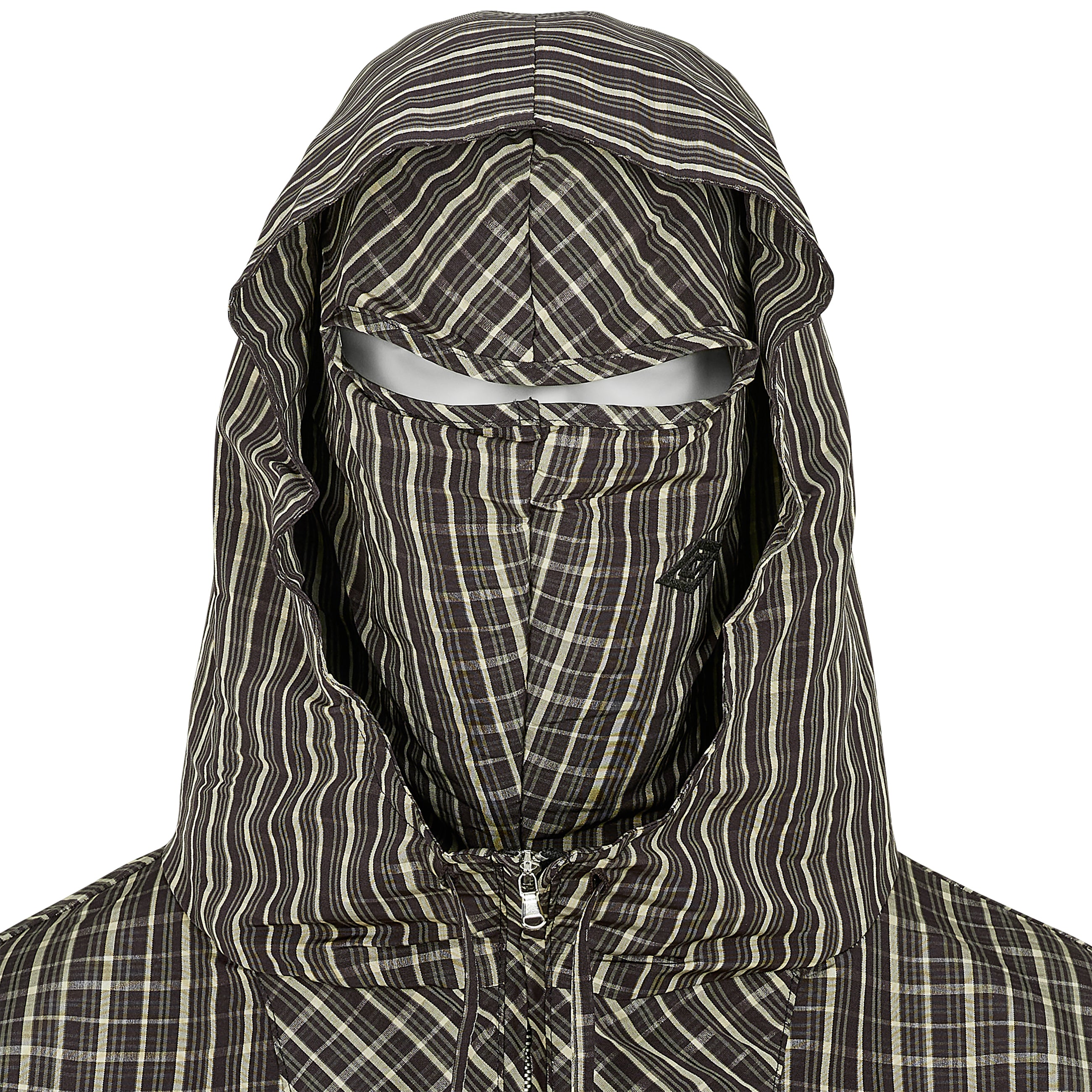 CHECK MASKED ANORAK DARK BROWN