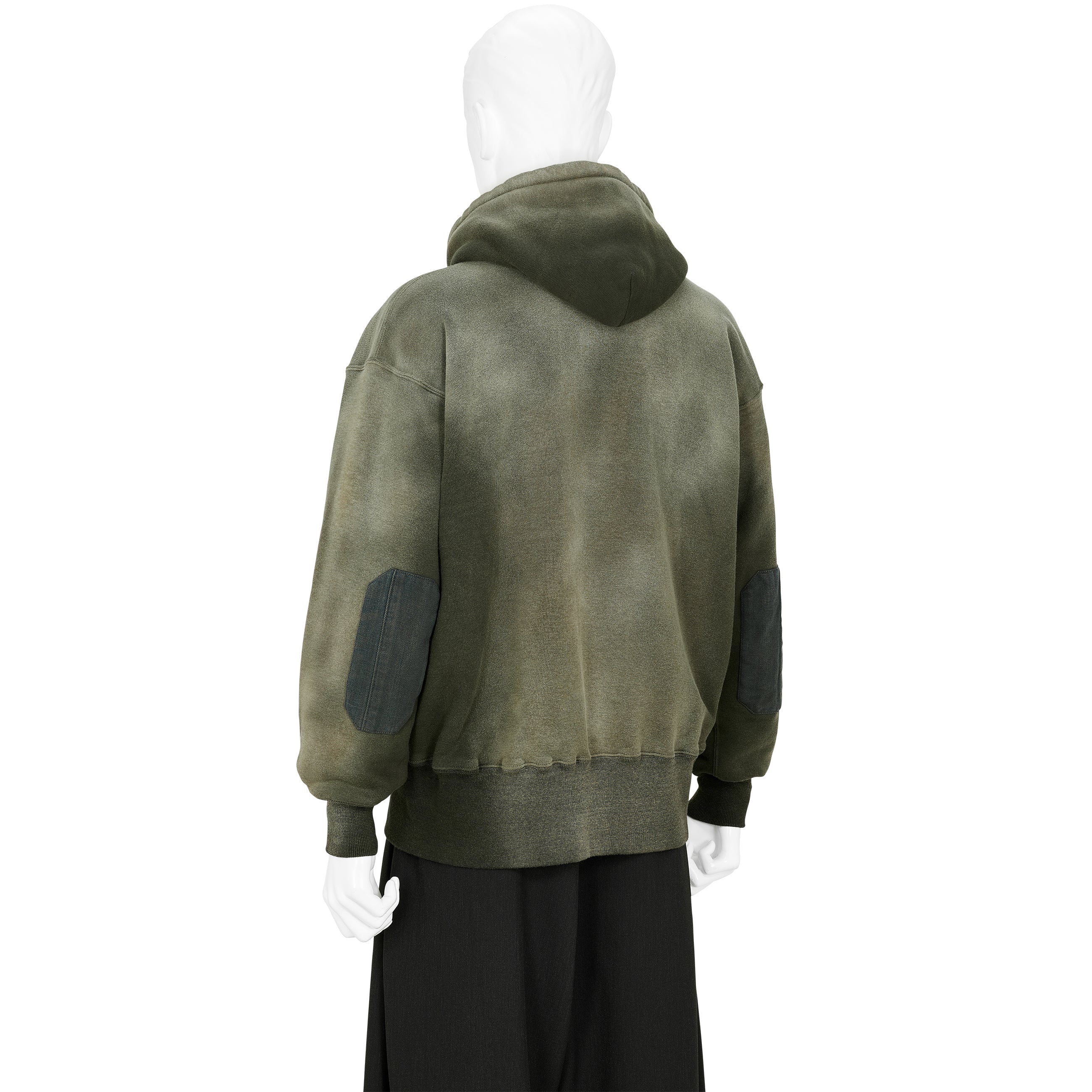 LOT.606 HOODED SWEAT SHIRT BLEACHED DEEP GREEN