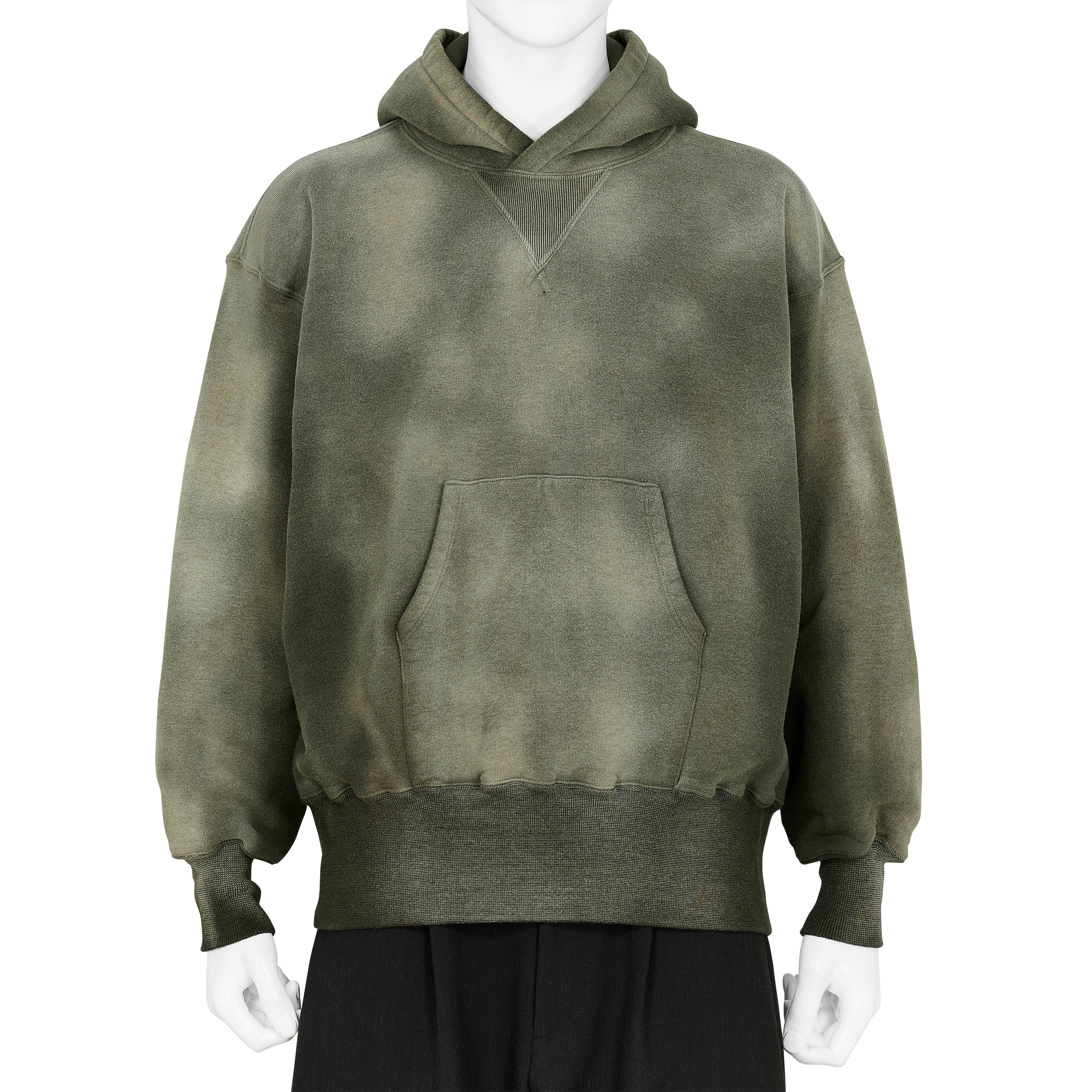 LOT.606 HOODED SWEAT SHIRT BLEACHED DEEP GREEN