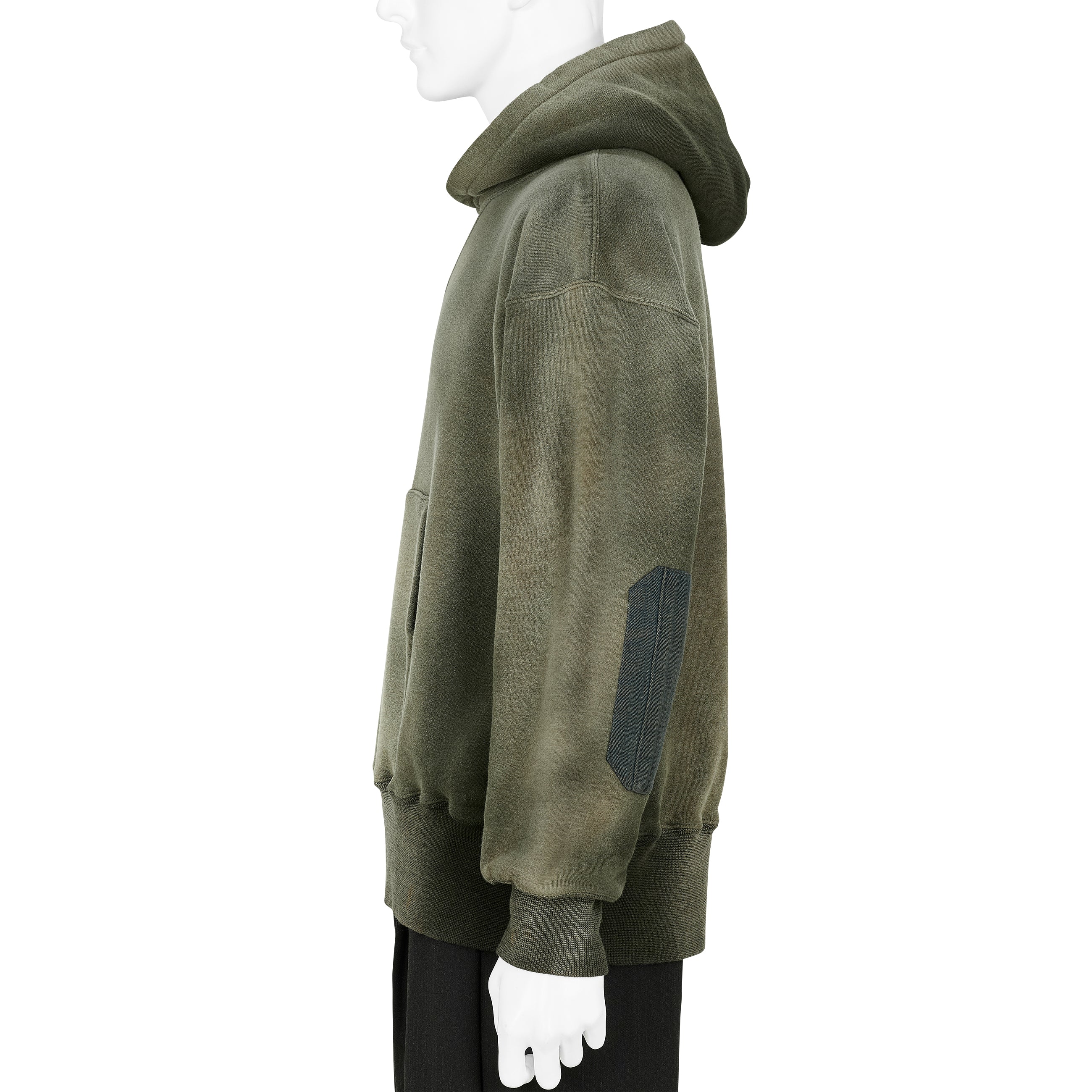 LOT.606 HOODED SWEAT SHIRT BLEACHED DEEP GREEN