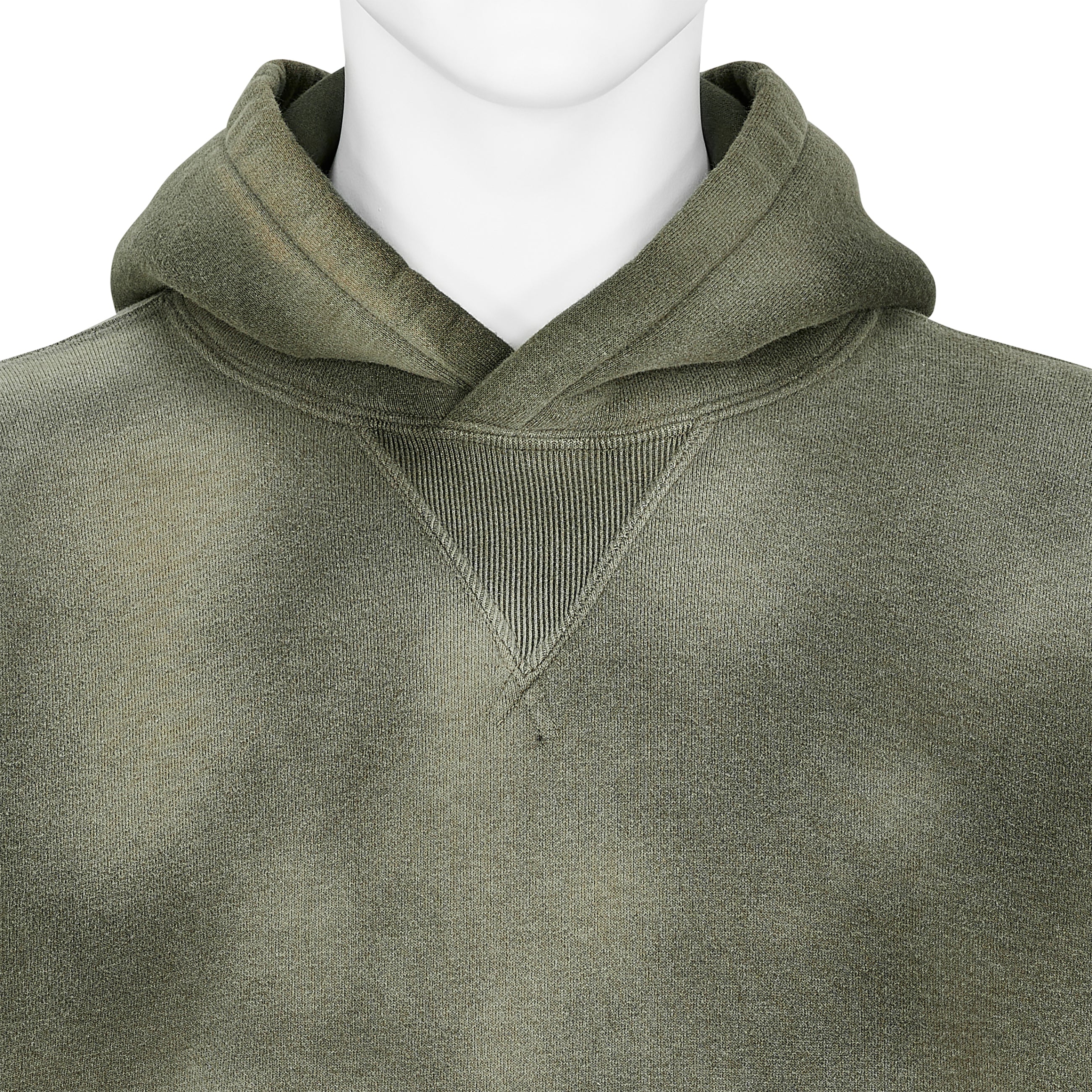LOT.606 HOODED SWEAT SHIRT BLEACHED DEEP GREEN