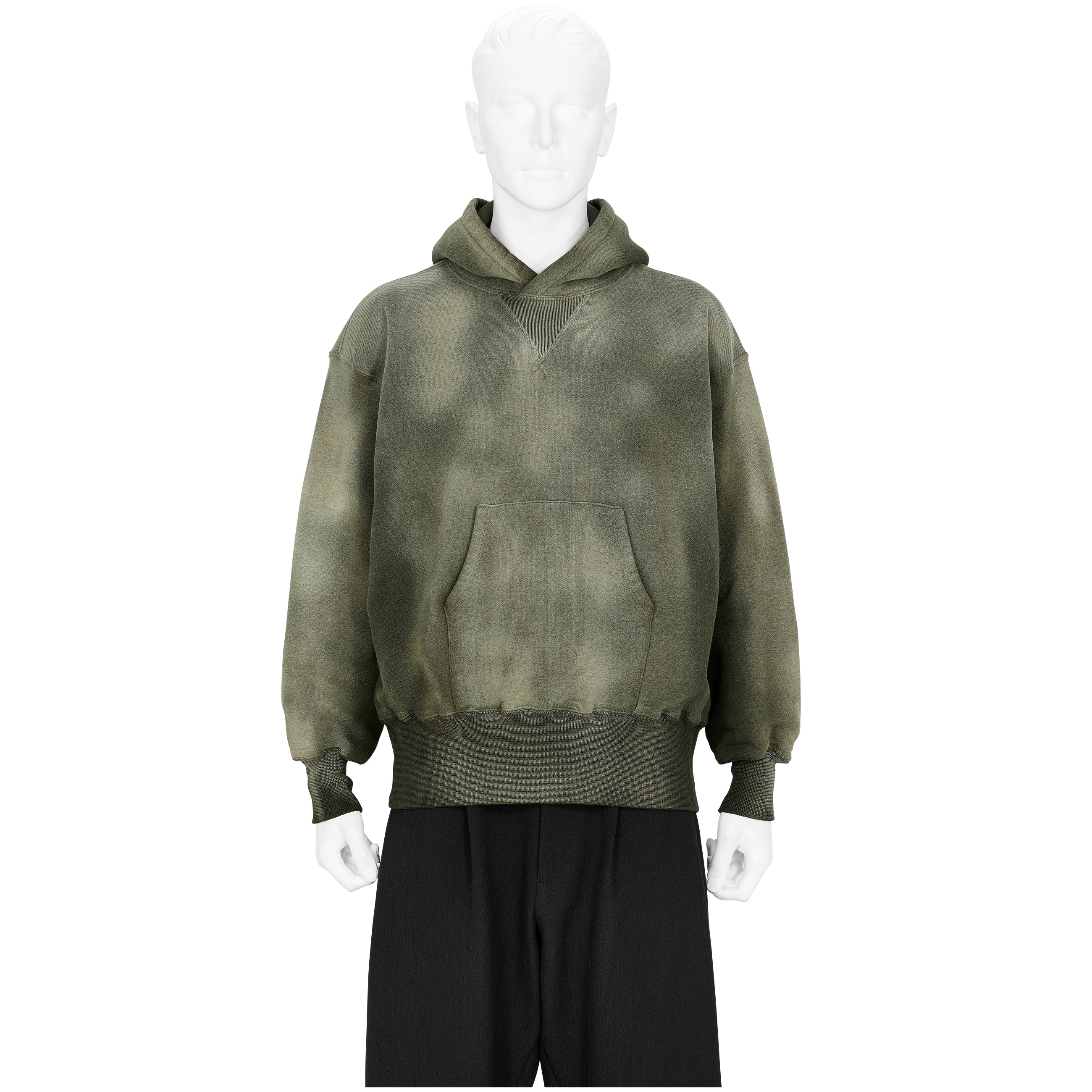 LOT.606 HOODED SWEAT SHIRT BLEACHED DEEP GREEN
