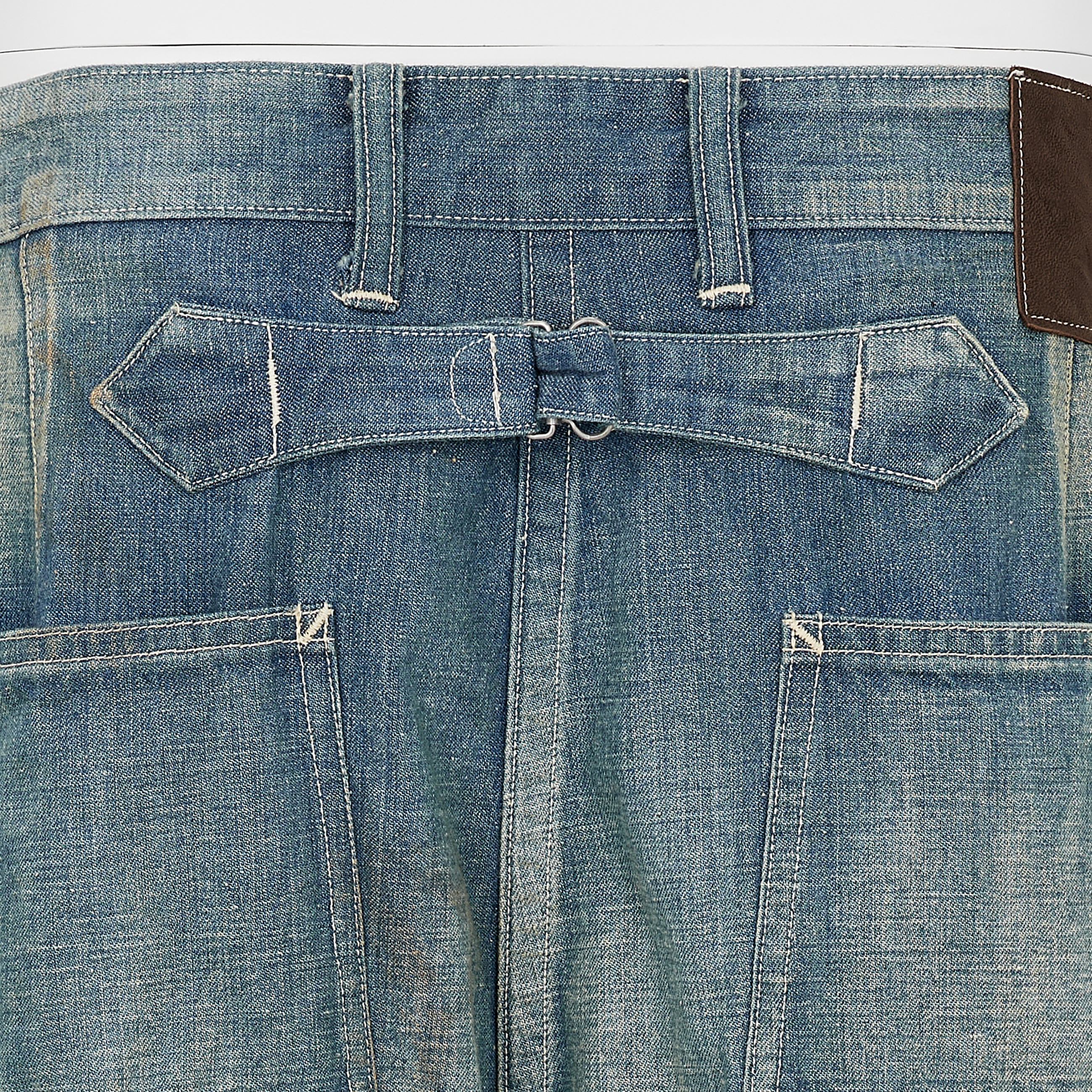 LOT.717 DAMAGED PAINTER PANTS WITH BUCKLE INDIGO - T.T TAIGA