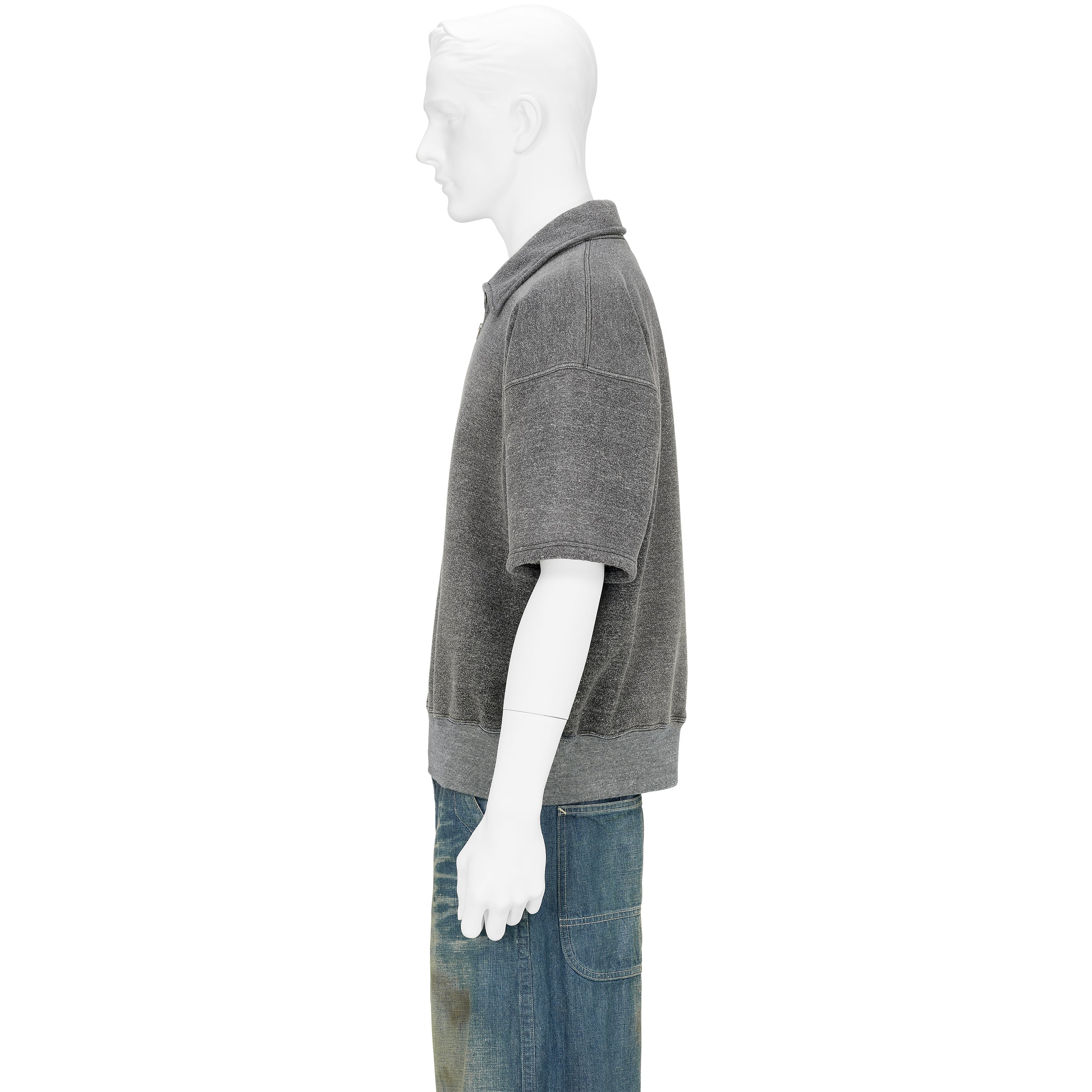 LOT.621 HALF ZIP S/S SWEAT SHIRT FADED HEATHER GRAY - T.T TAIGA