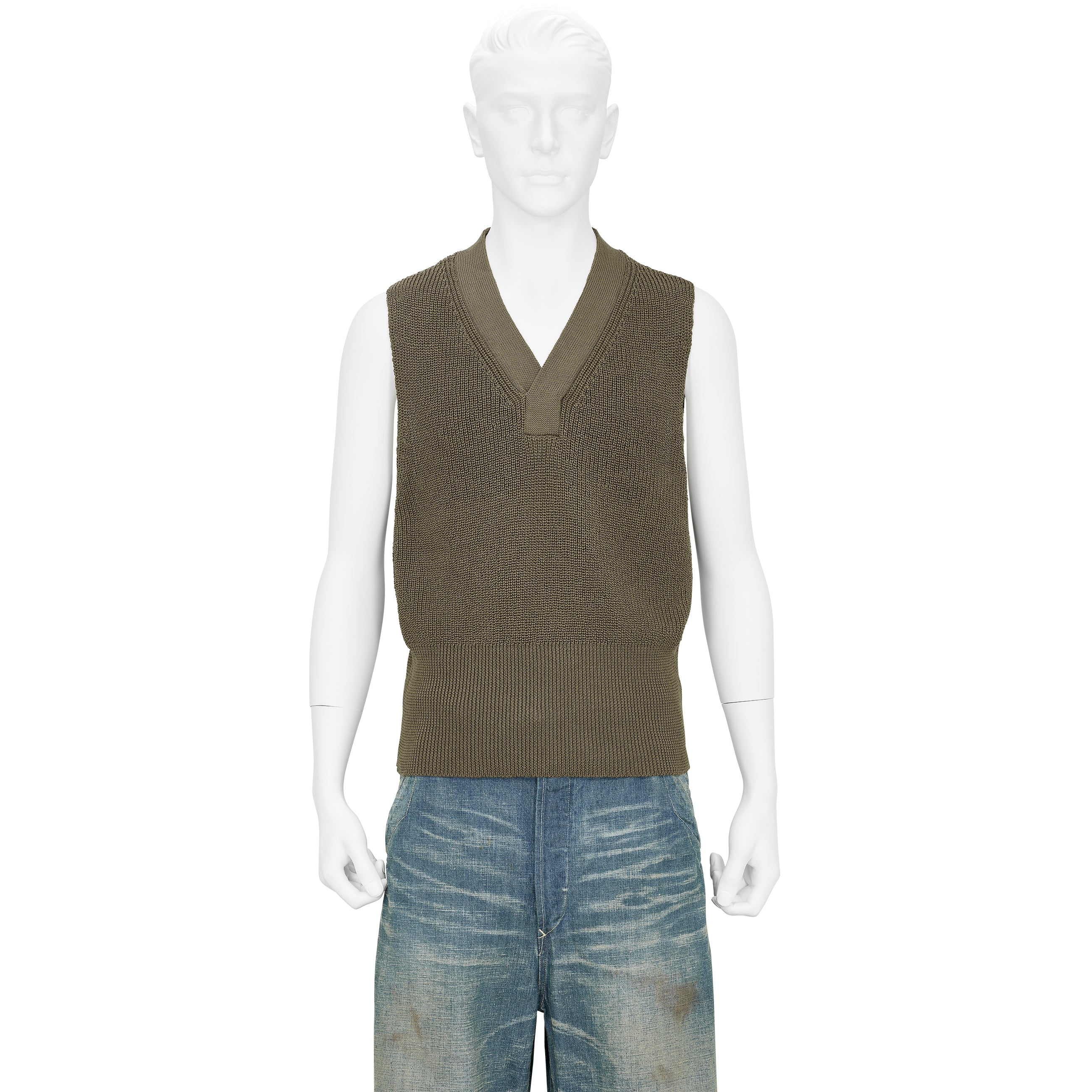 LOT.532 V NECK VEST OLIVE - T.T TAIGA TAKAHASHI(ティー.ティー