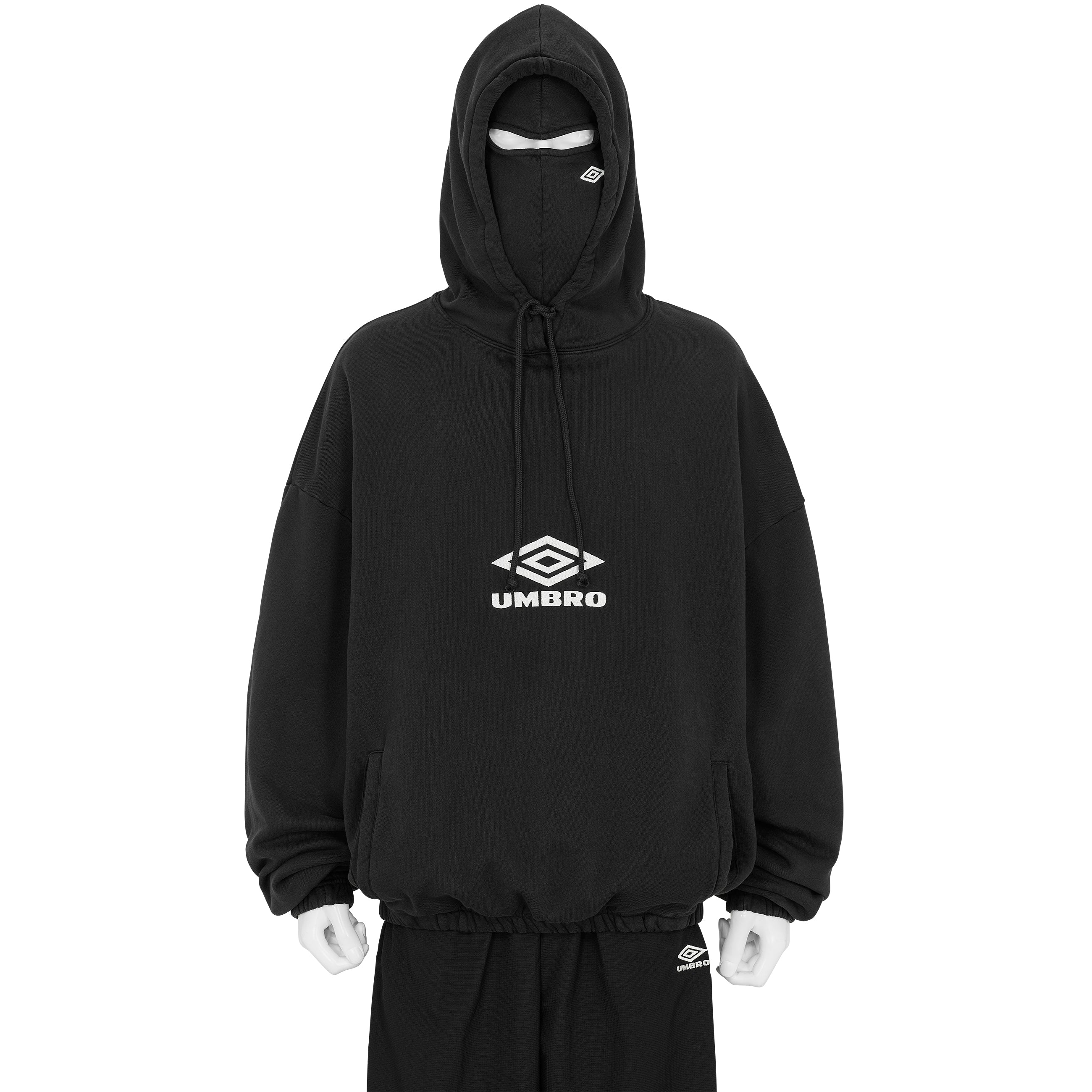 OG LOGO MASKED HOODIE WASHED BLACK - SLAM JAM and UMBRO(スラム