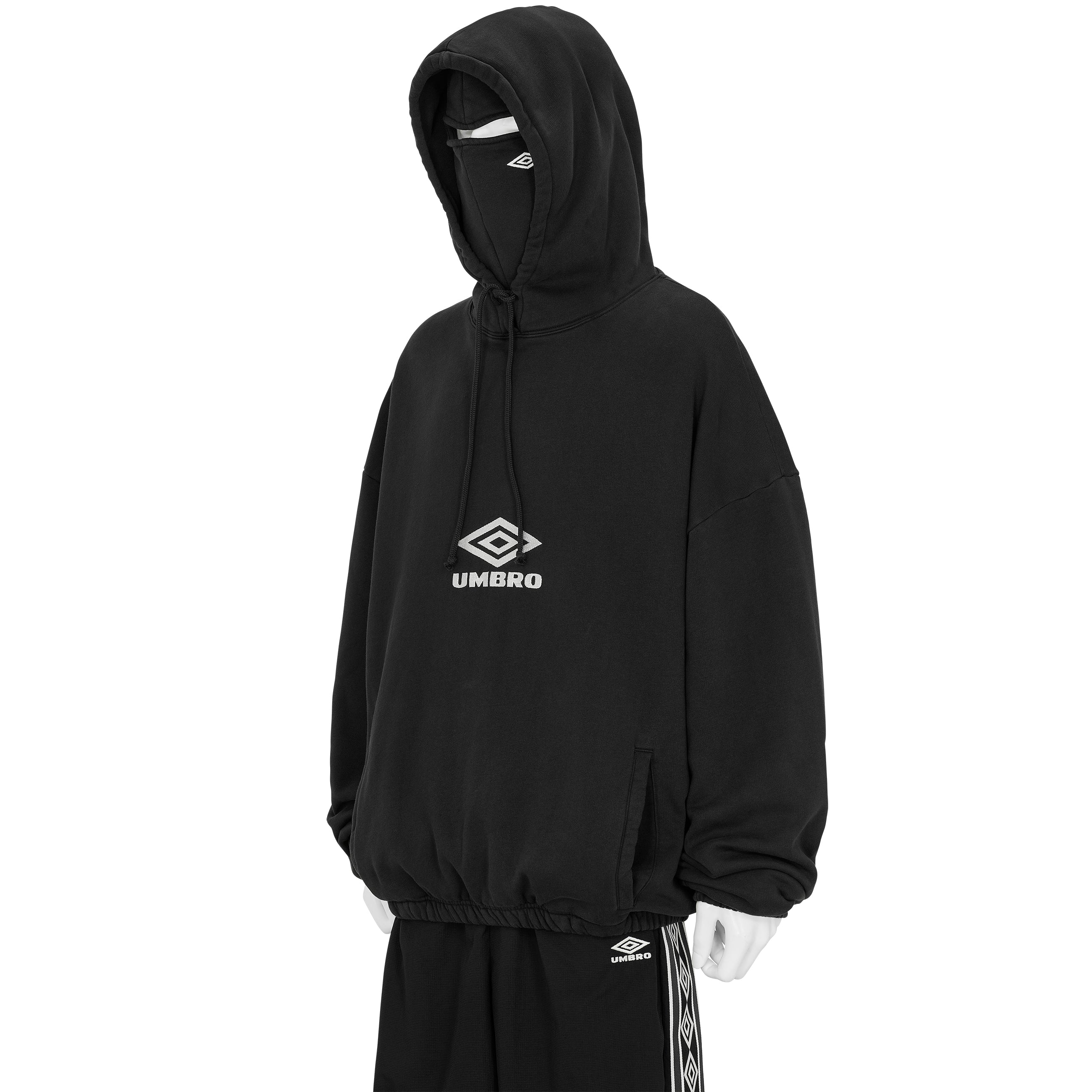 OG LOGO MASKED HOODIE WASHED BLACK - SLAM JAM and UMBRO(スラム