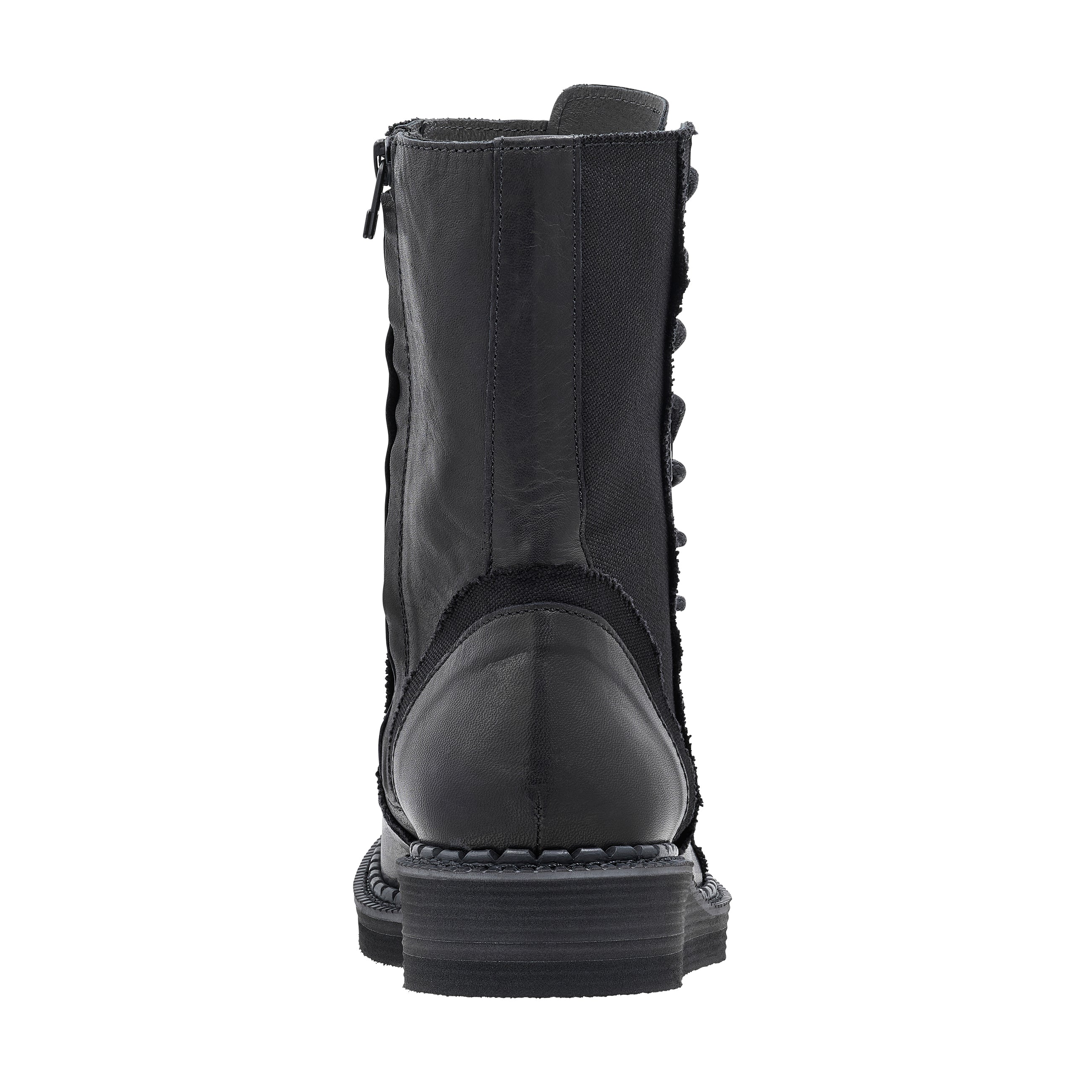 CANVAS HORSE SIDE LACE UP BOOTS BLACK - Yohji Yamamoto POUR HOMME
