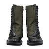 CANVAS HORSE SIDE LACE UP BOOTS DARK GREEN