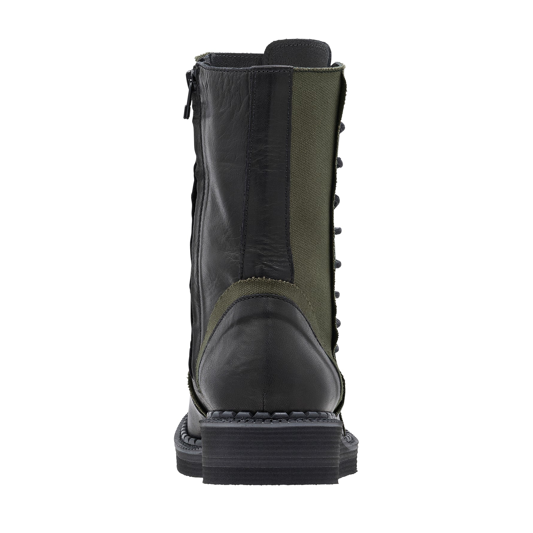 CANVAS HORSE SIDE LACE UP BOOTS DARK GREEN