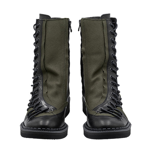 CANVAS HORSE SIDE LACE UP BOOTS BLACK - Yohji Yamamoto POUR HOMME