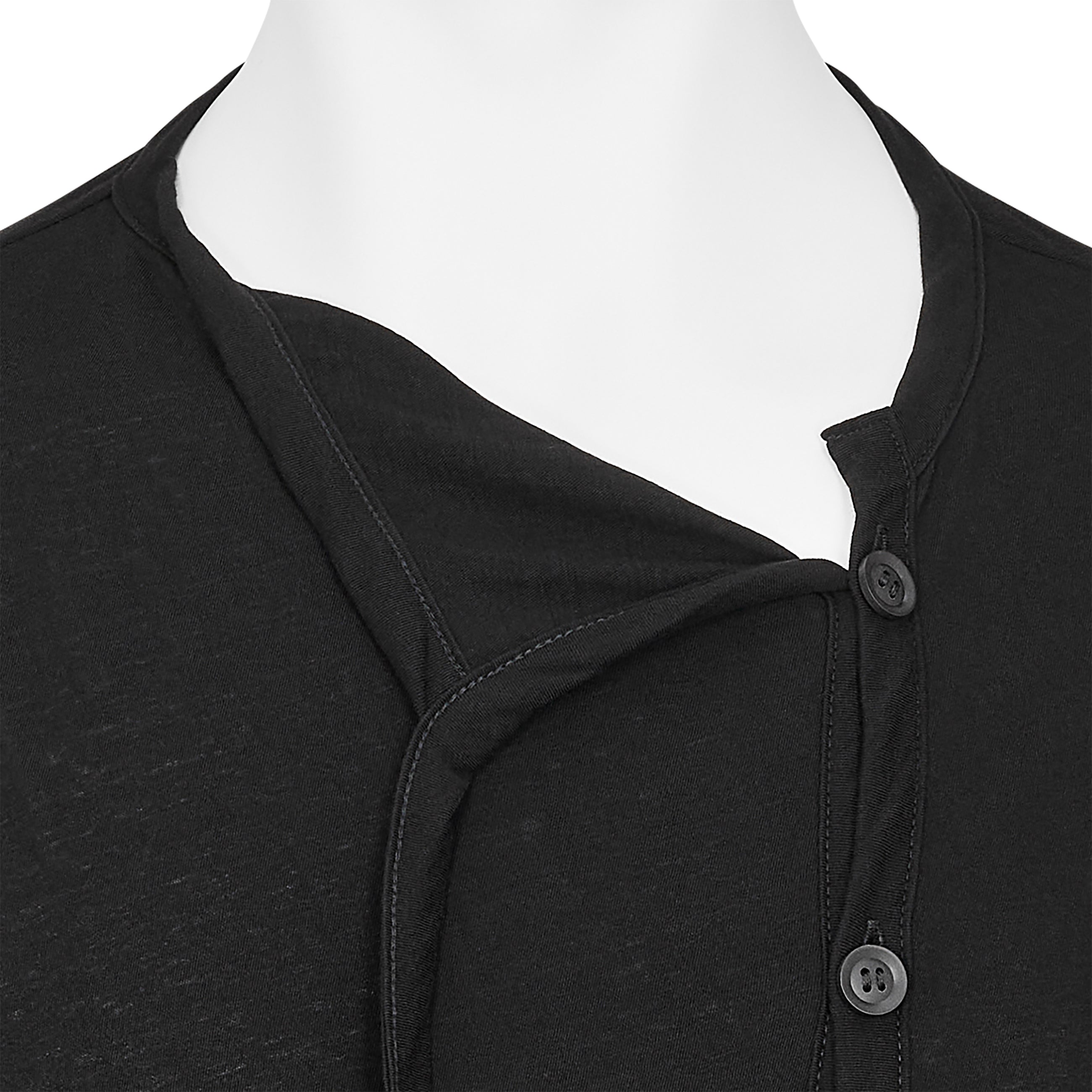 HIGH TWISTED JERSEY DESIGN NECK LINE GUSSET L/S TEE BLACK